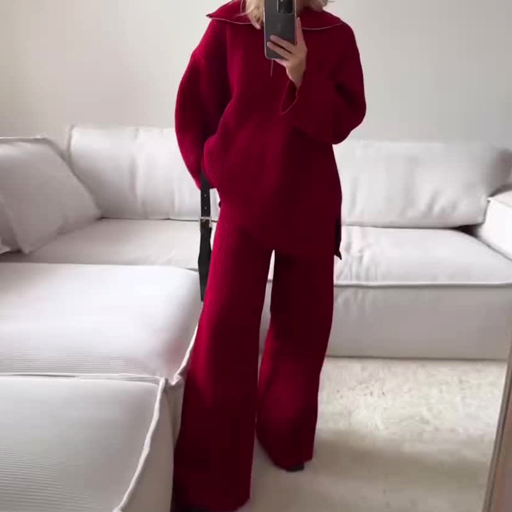 Women's Fashion Solid Color Half Zipper Tracksuit - enhanced image 4