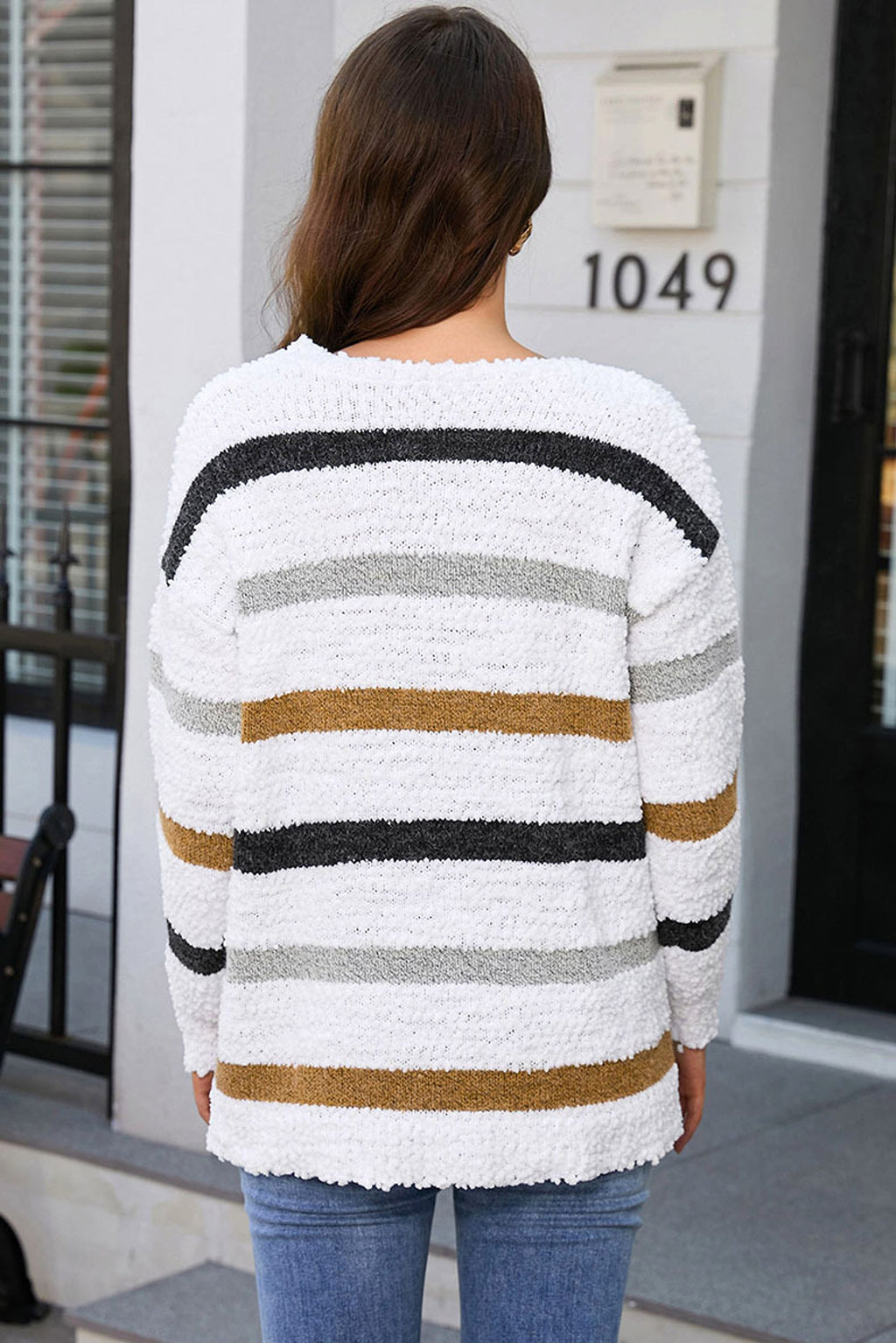 Women's Fashion Striped Printed Long Sleeves Sweater (T-Shirt) - enhanced image 4