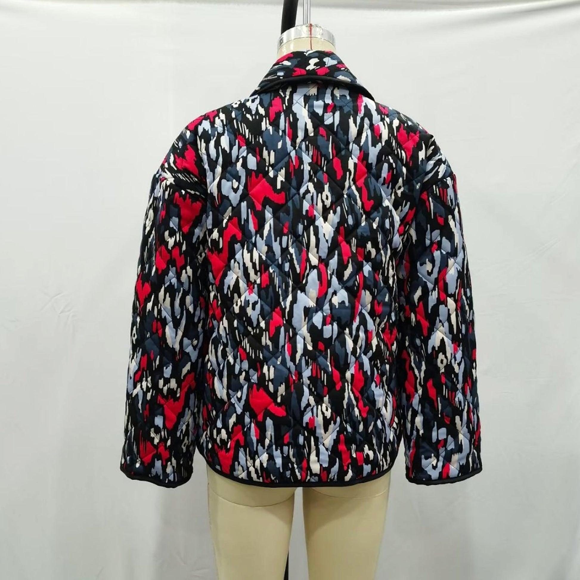 Women's Fashion Temperament Printed Thin Pocket Decorative Cotton-padded Coat Jacket - enhanced image 4