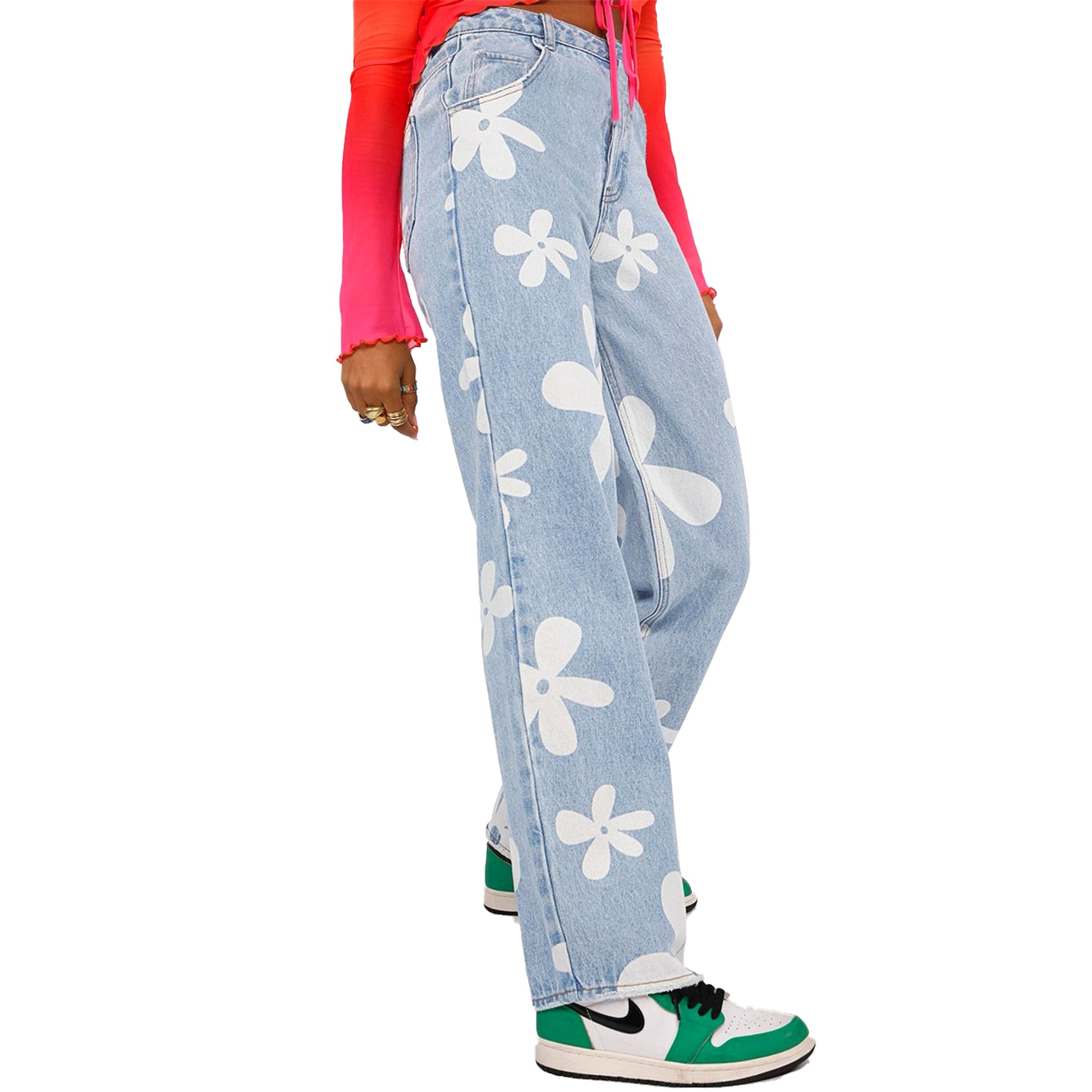 Women's Fashionable Simple Printed Straight Jeans - enhanced image 4