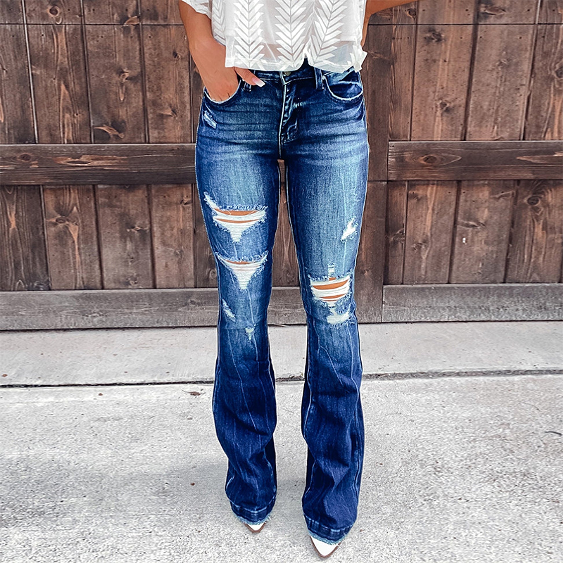 UrbanFade™ – Women's Ripped High-Waist Jeans - enhanced image 4
