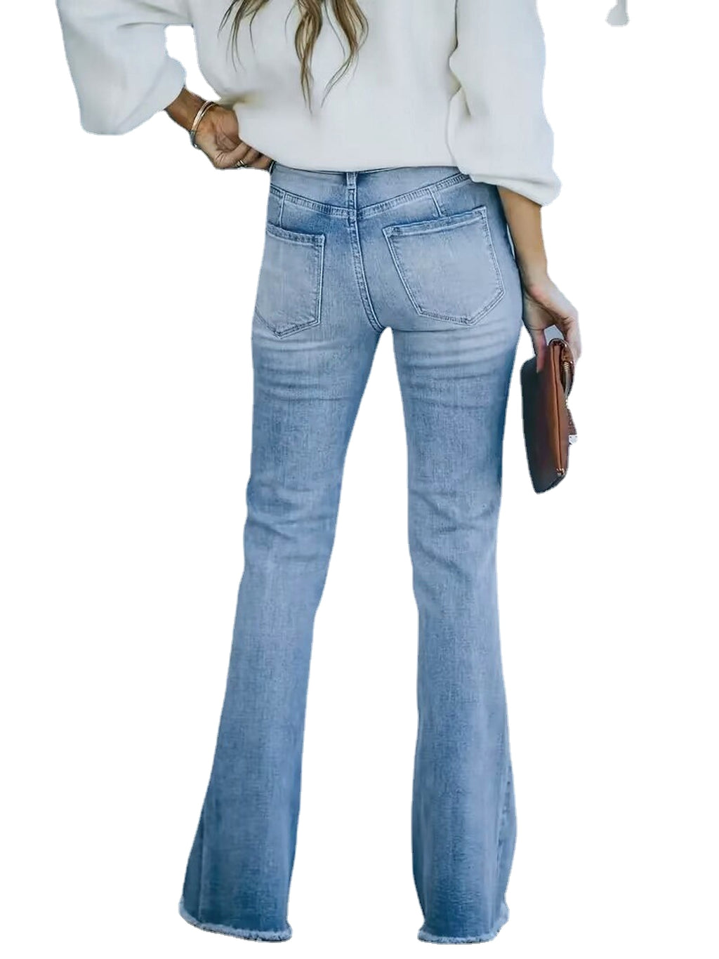 Women's Jeans Slightly Flared High Waist Slim Fit - enhanced image 4