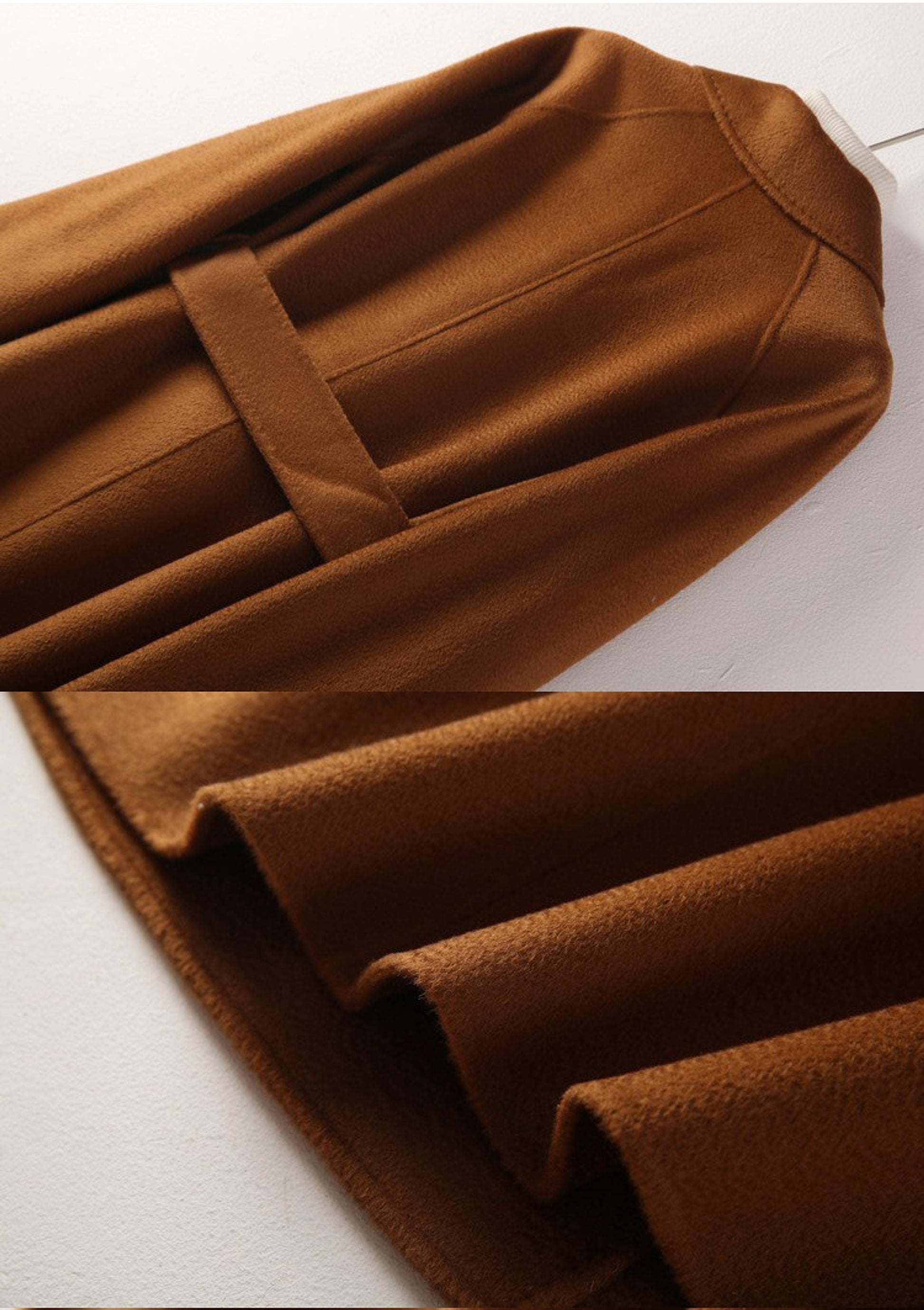 Women's Long Water Ripple Double-Sided Wool Coat – Elegant & Versatile Winter Wear - enhanced image 4