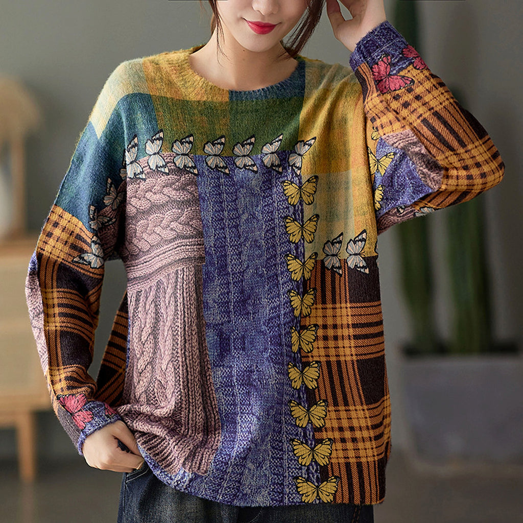 Women's Loose Pullover Round Neck Sweater - enhanced image 4