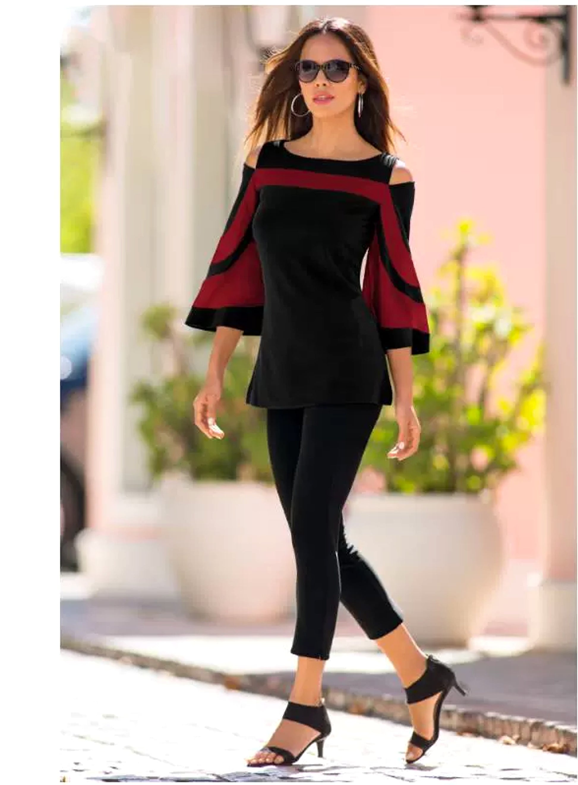 Women's Off-the-shoulder Flared Sleeves Top T-shirt - enhanced image 4