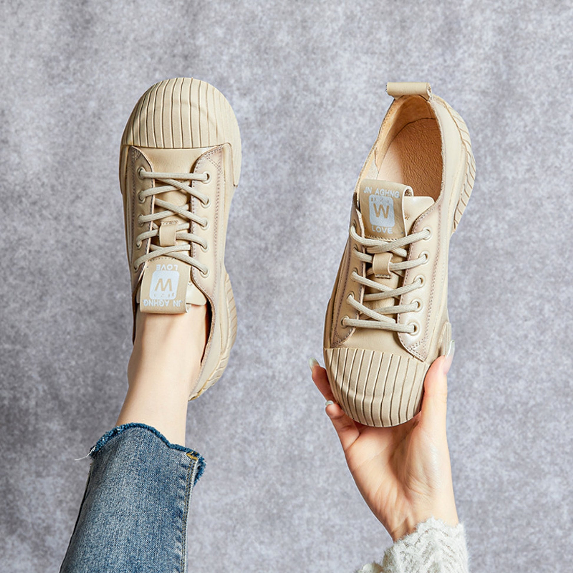 Women's Soft Bottom Skateboard Shoes All-Match Platform Lace-up - enhanced image 4