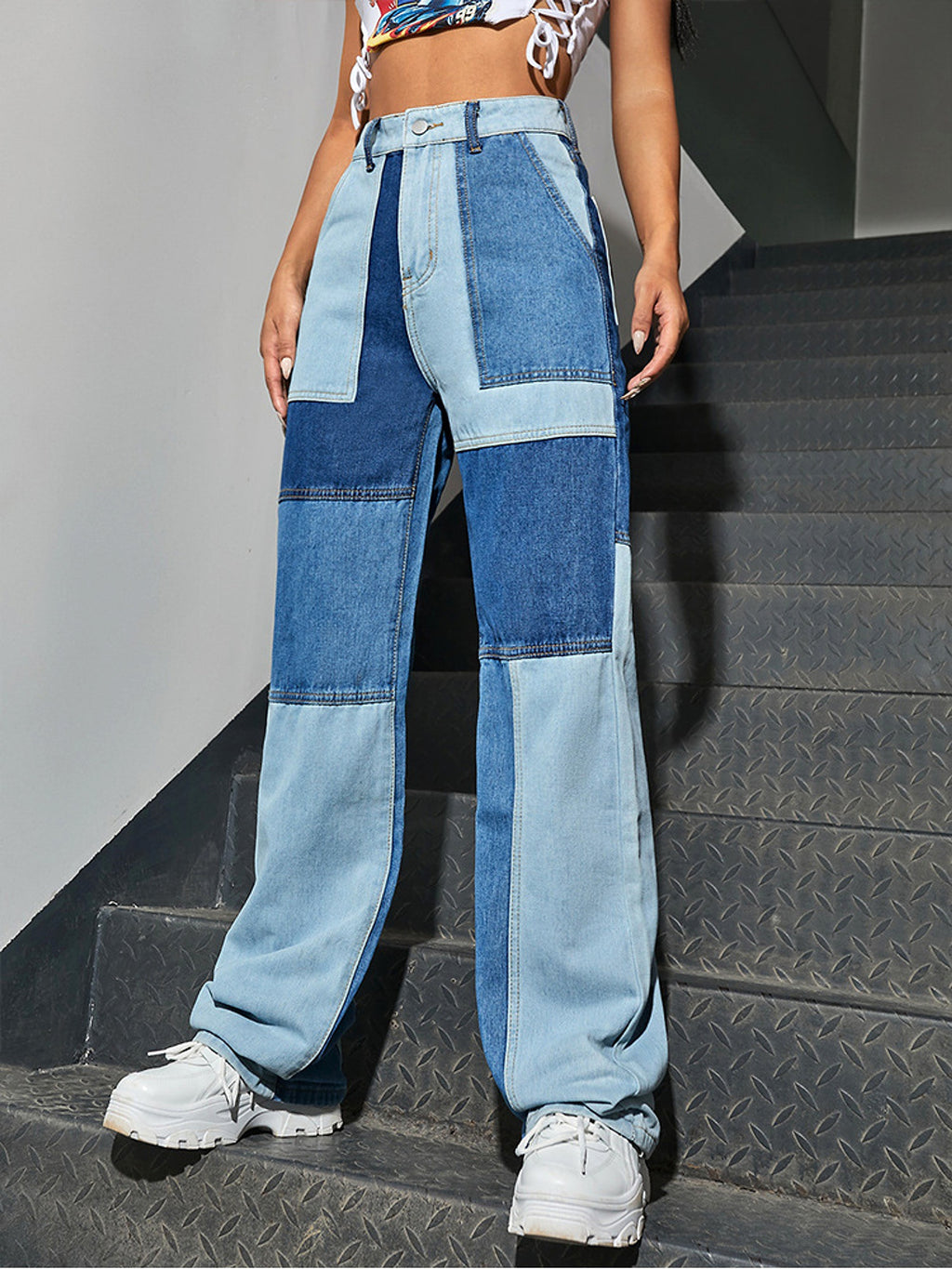 Women's Street Jeans Straight Stitching - enhanced image 4