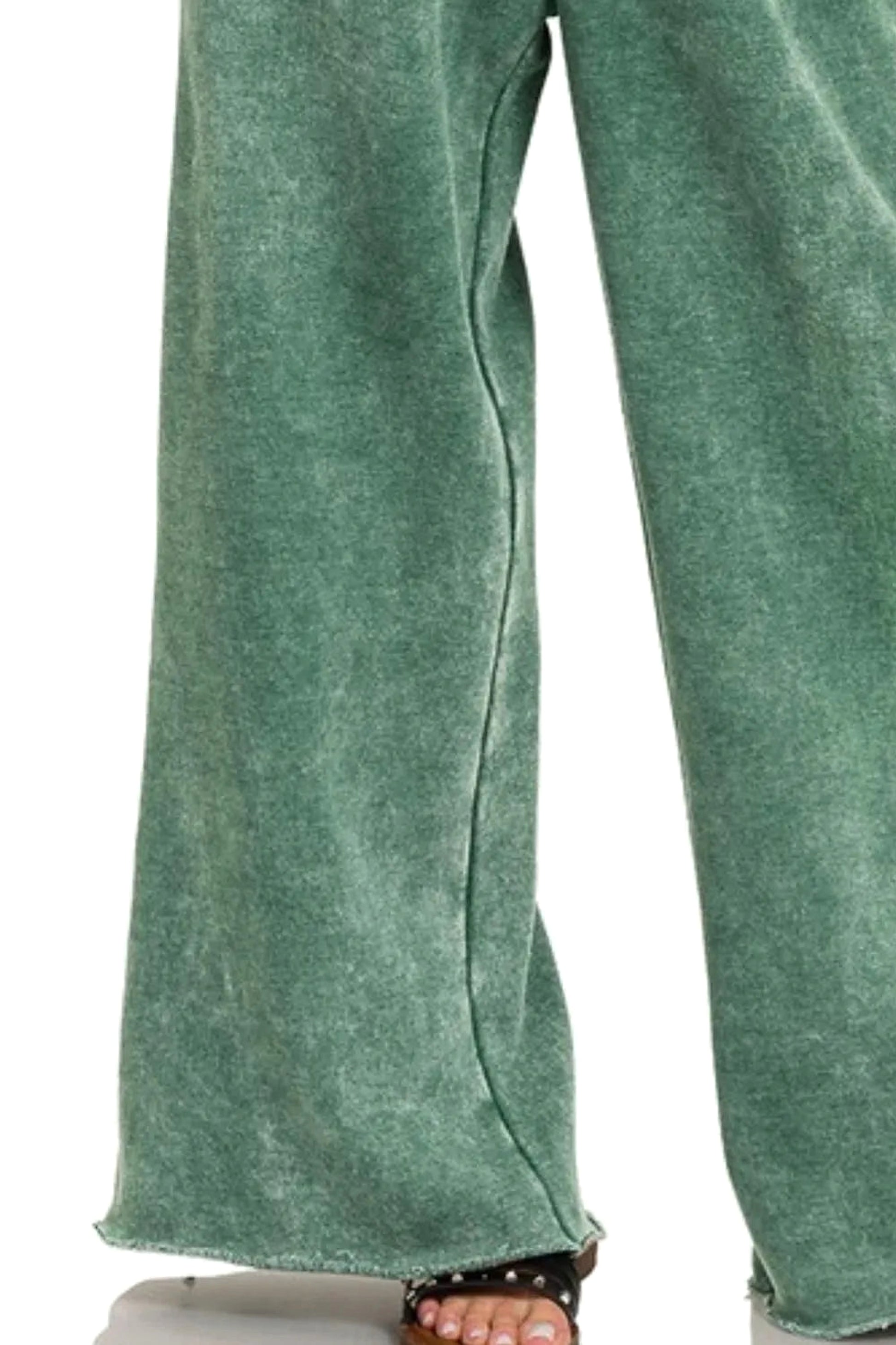 Zenana Acid Wash Fleece Palazzo Sweatpants with Pockets - enhanced image 4