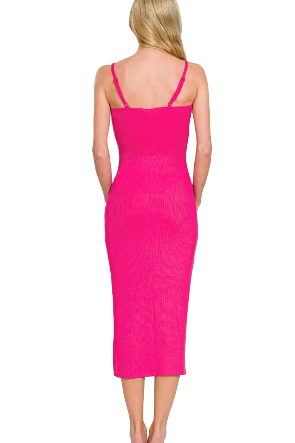 Zenana Ribbed Bodycon Midi Dress - enhanced image 4