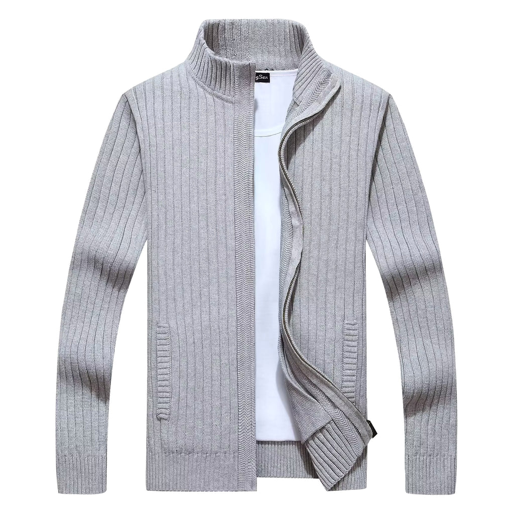 Zipper Outerwear Sweater Coat For Men Fleece-lined Thickened Winter - enhanced image 4