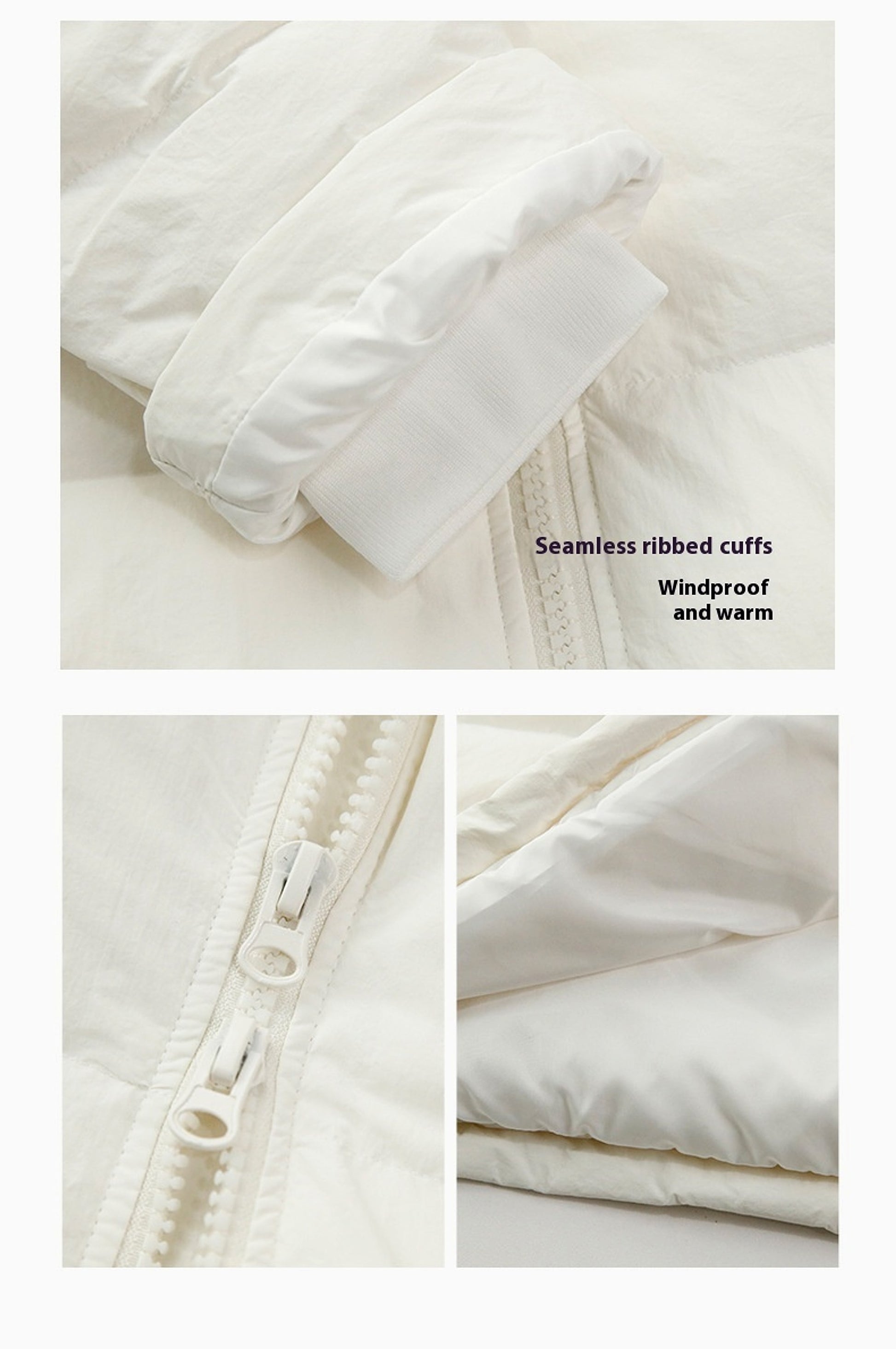 Zipper Snap Button Half Turtleneck Down Jacket Women - enhanced image 4