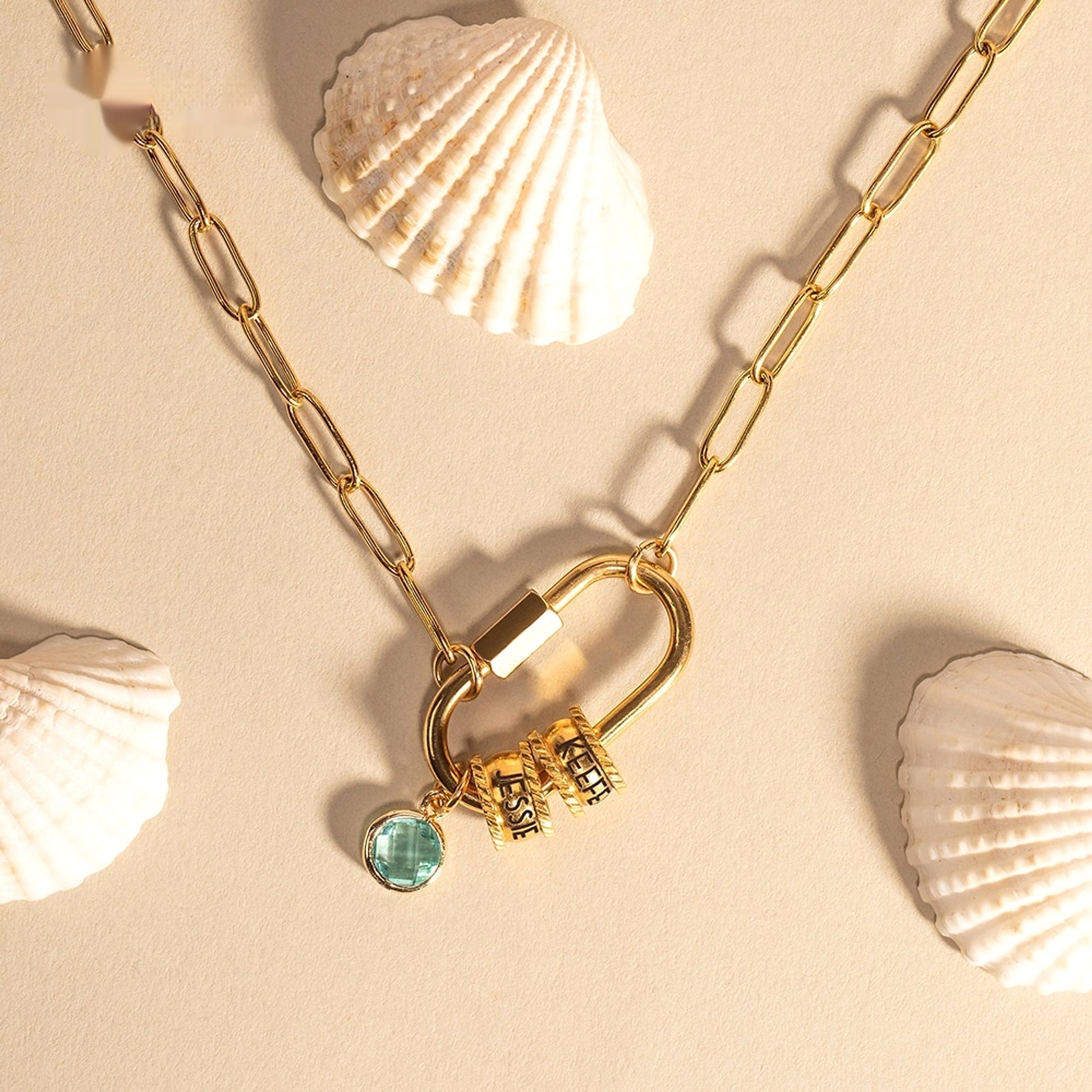 Personalized Birthstone & Name Paperclip Necklace – Elegant & Meaningful Jewelry - enhanced image 5