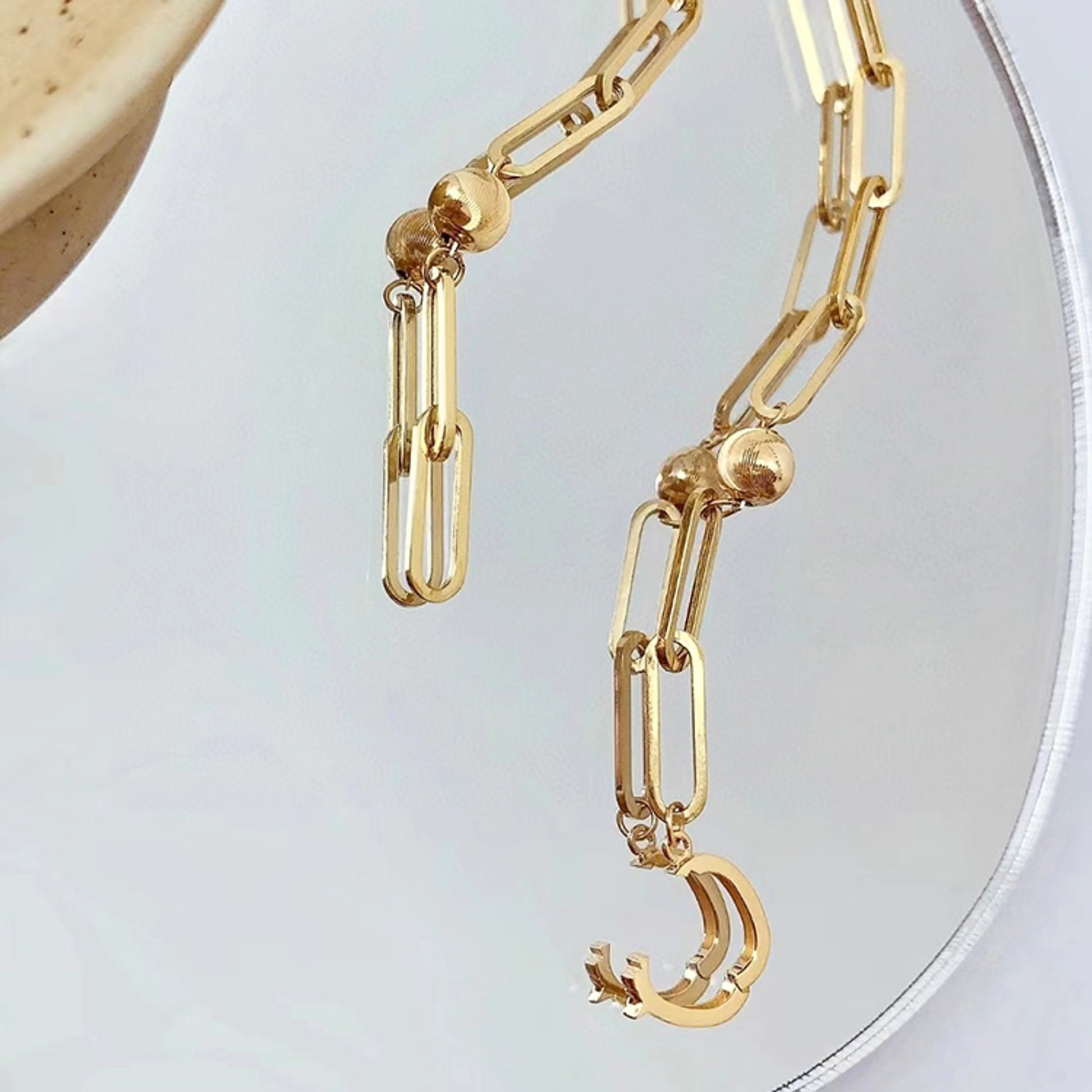 18K Gold Cat Eyeball Checker Handmade Thick Bracelet - enhanced image 5