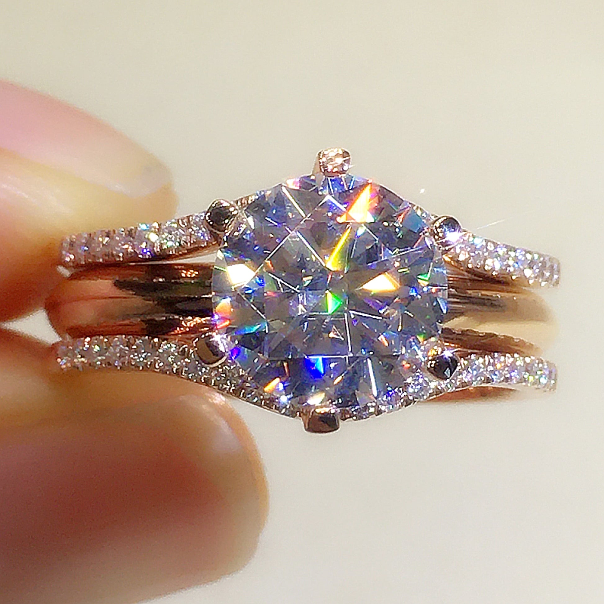 Versatile Elegance: 18K Gold Moissanite Ring Duo - enhanced image 5