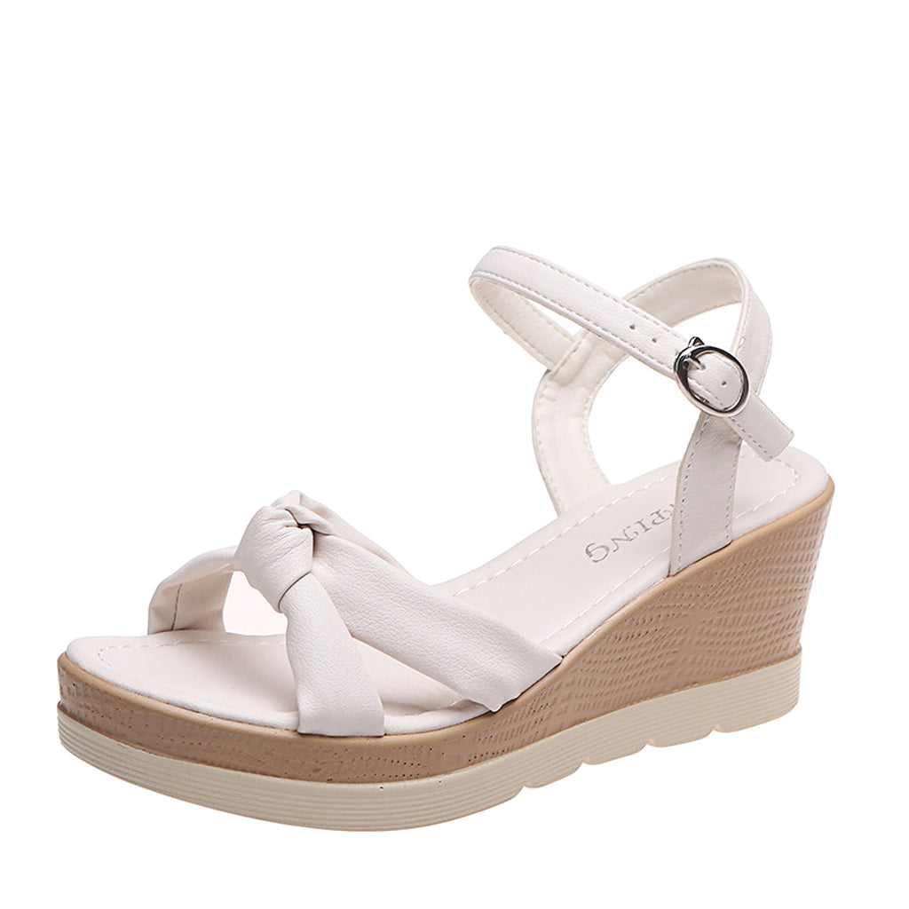 25 Edition – White Bow Wedge Heels - enhanced image 5