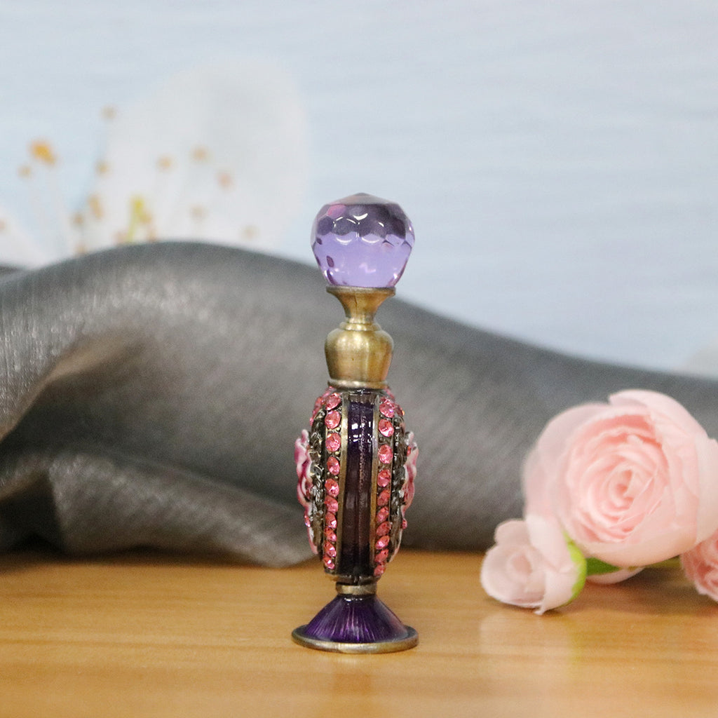 Magical 4ml Small Heart-shaped Hand Painting Flower Rhinestone-embedded Perfume Bottle - enhanced image 5
