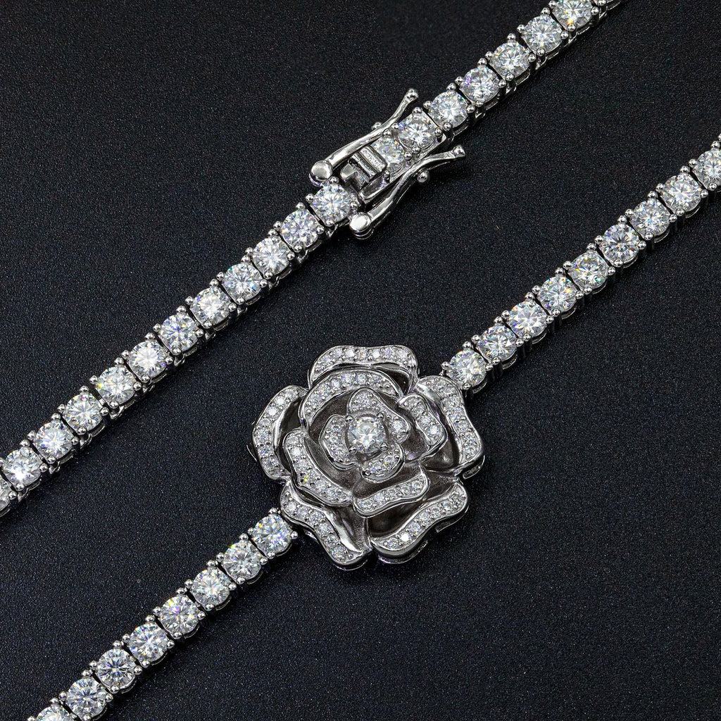 925 Silver Set Moissani Hip-hop Personalized Rose Necklace - enhanced image 5