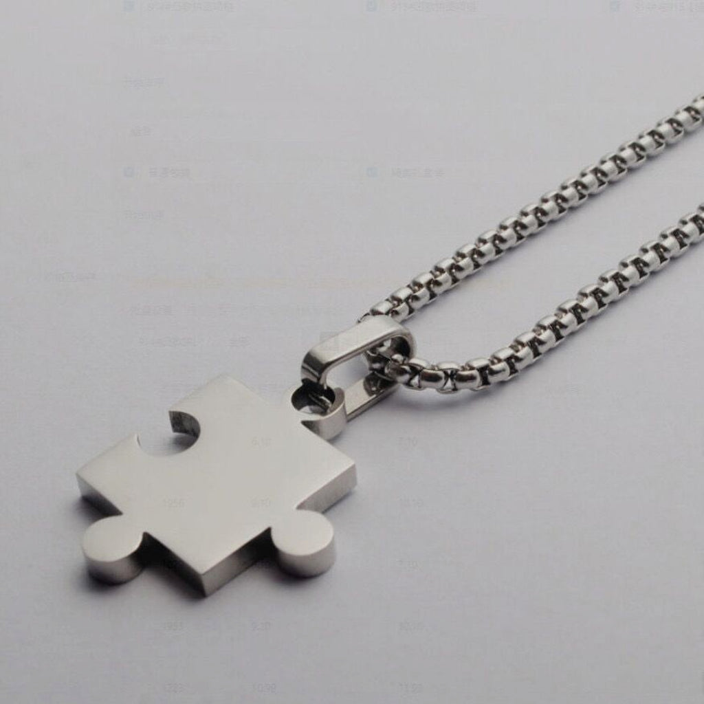 A Pair Of Puzzle Lettering Commemorative Pendant Necklace - enhanced image 5