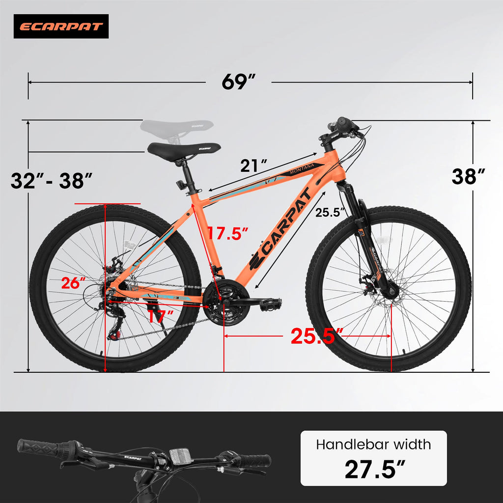 TrailLite™ – 26" ALUMINIUM Mountain Bike (21-Speed, Dual Disc, Orange) - enhanced image 5