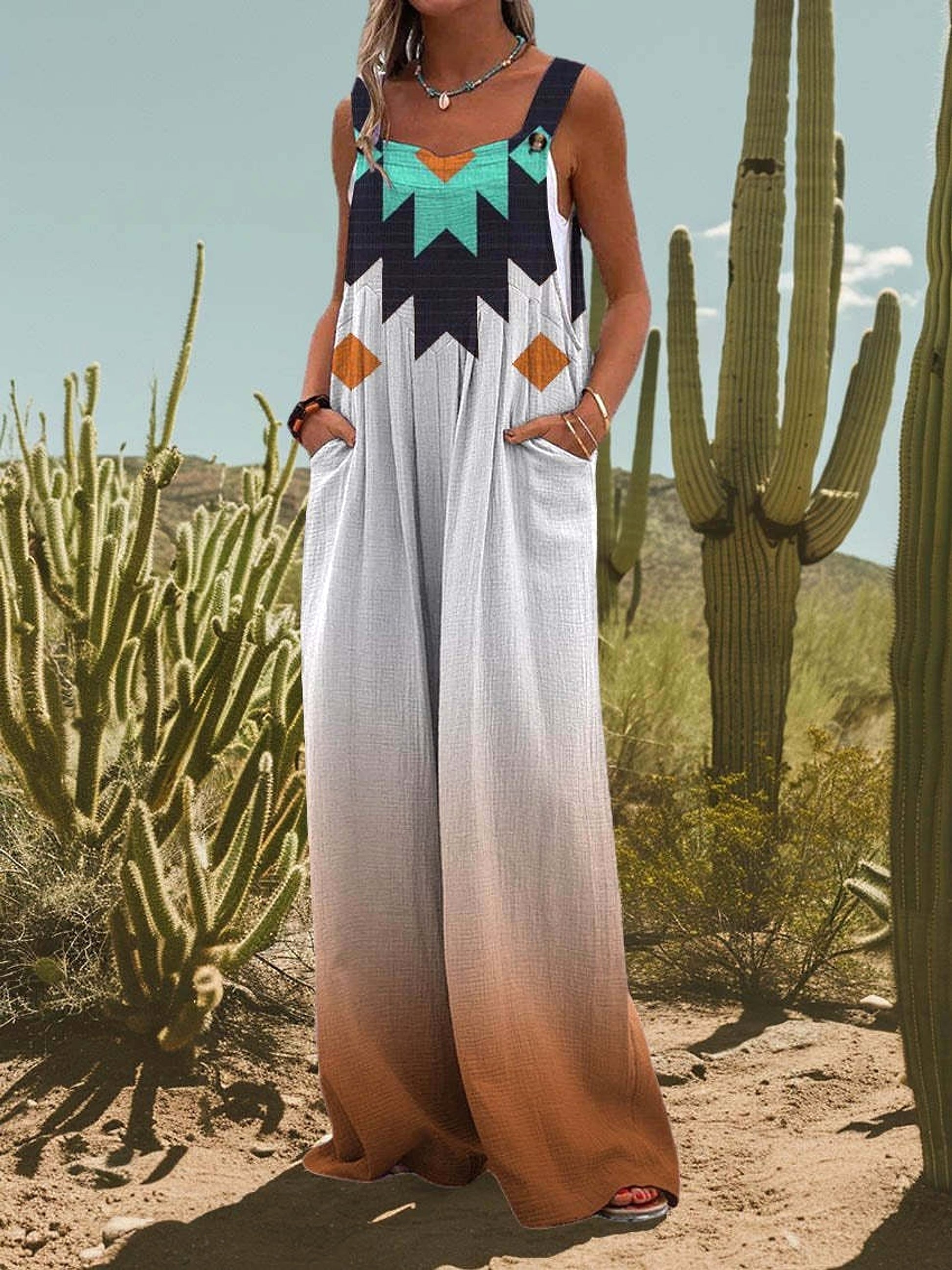 Abstract Printing Fashion Jumpsuit - enhanced image 5