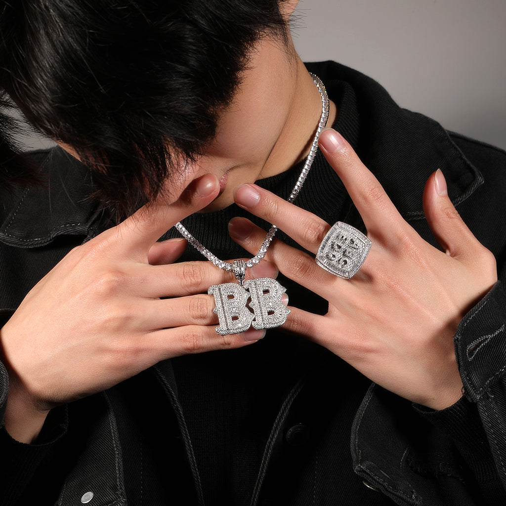 Hip-Hop Iced Out Alphabet Pendant Necklace – Bling Statement Jewelry - enhanced image 5