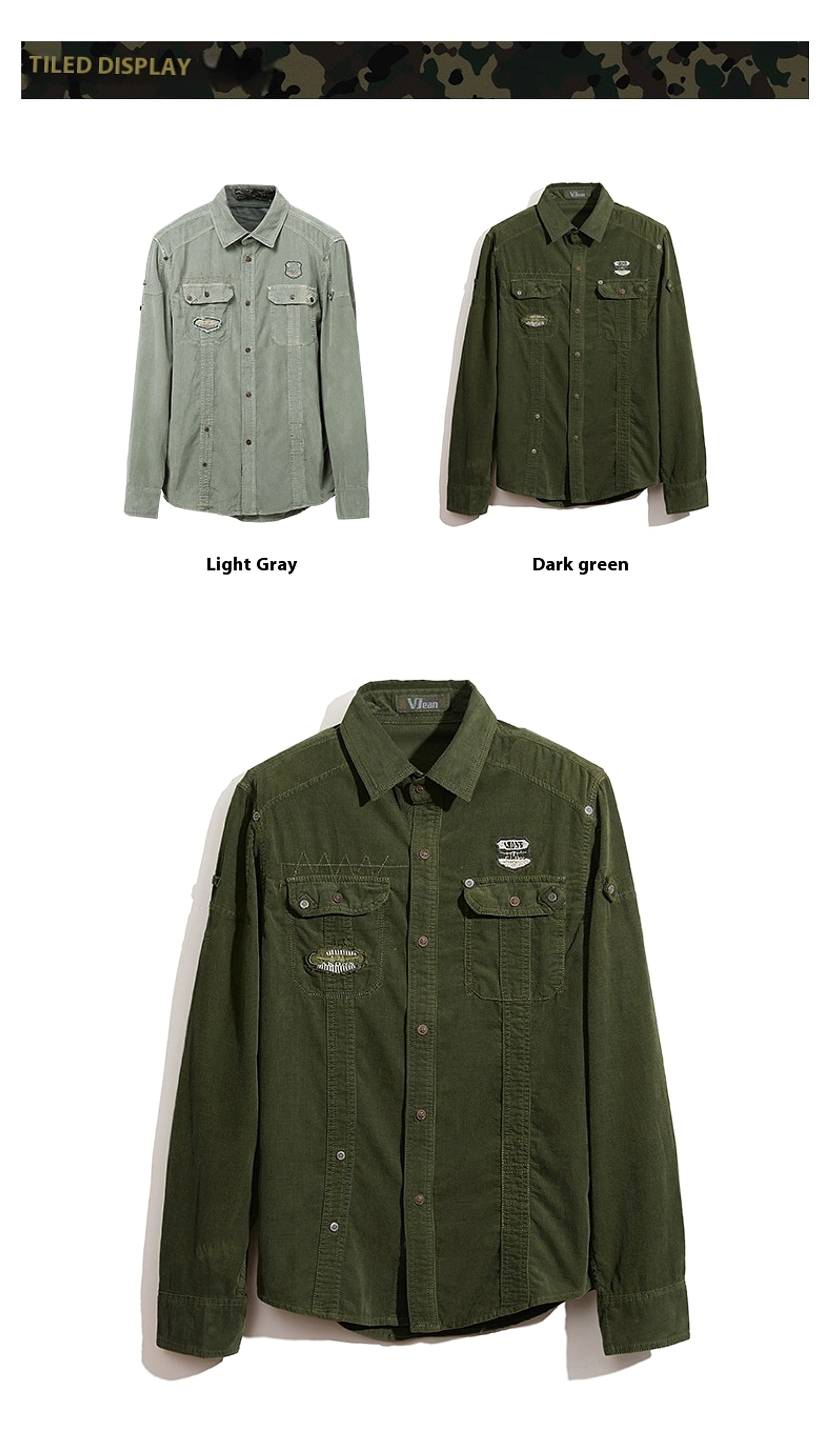American Plus Size Workwear Outdoor Sports Cotton Long Sleeve DressShirt Men - enhanced image 5