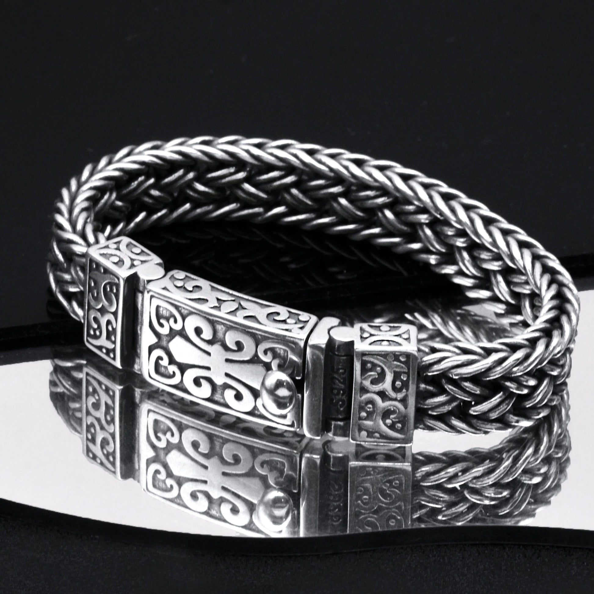 Antique Wide Braided Bracelet Men's Thick Tide Brand Generous Ring Buckle - enhanced image 5