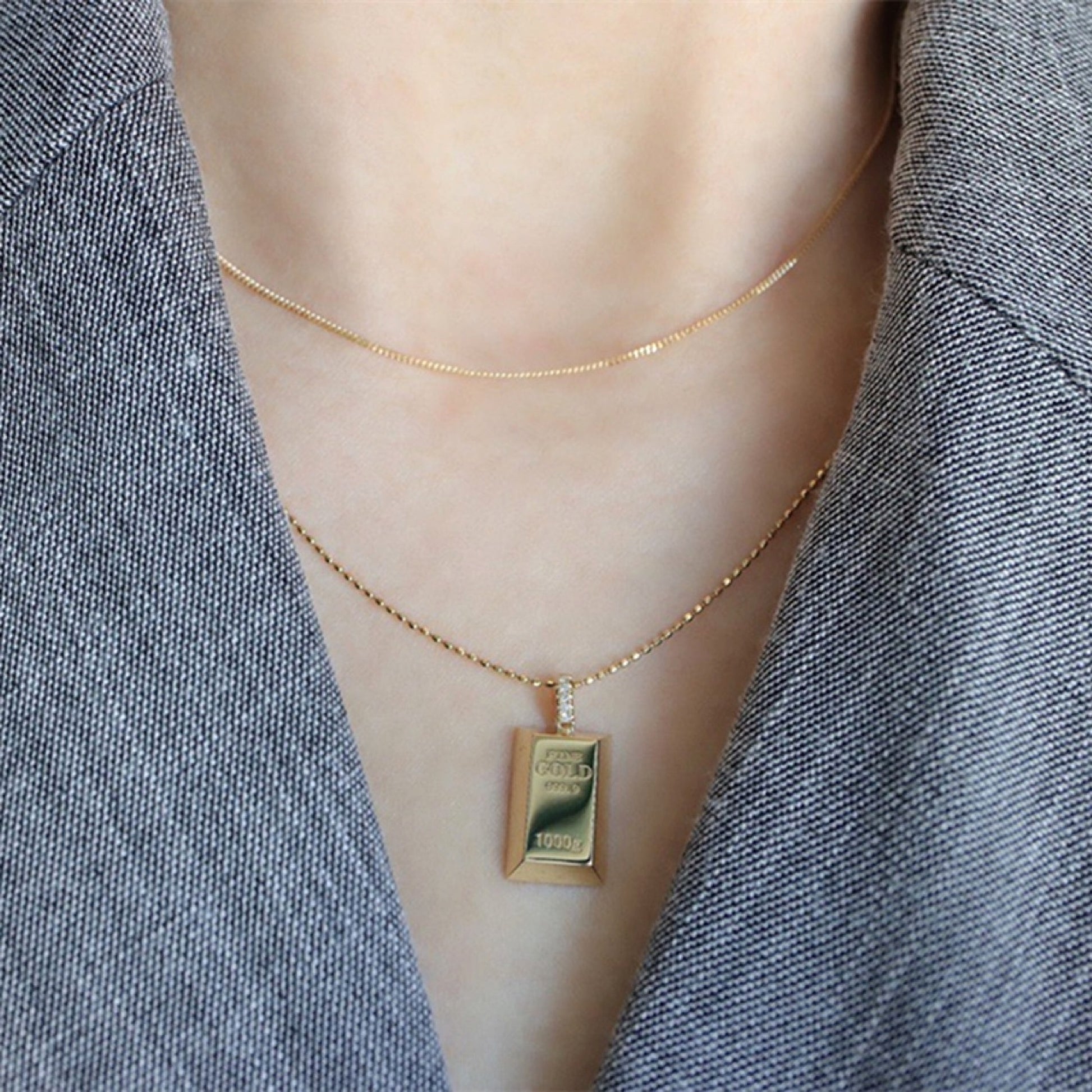 LuxeJewels™ – AurumBar Diamond Pendant Necklace - enhanced image 5