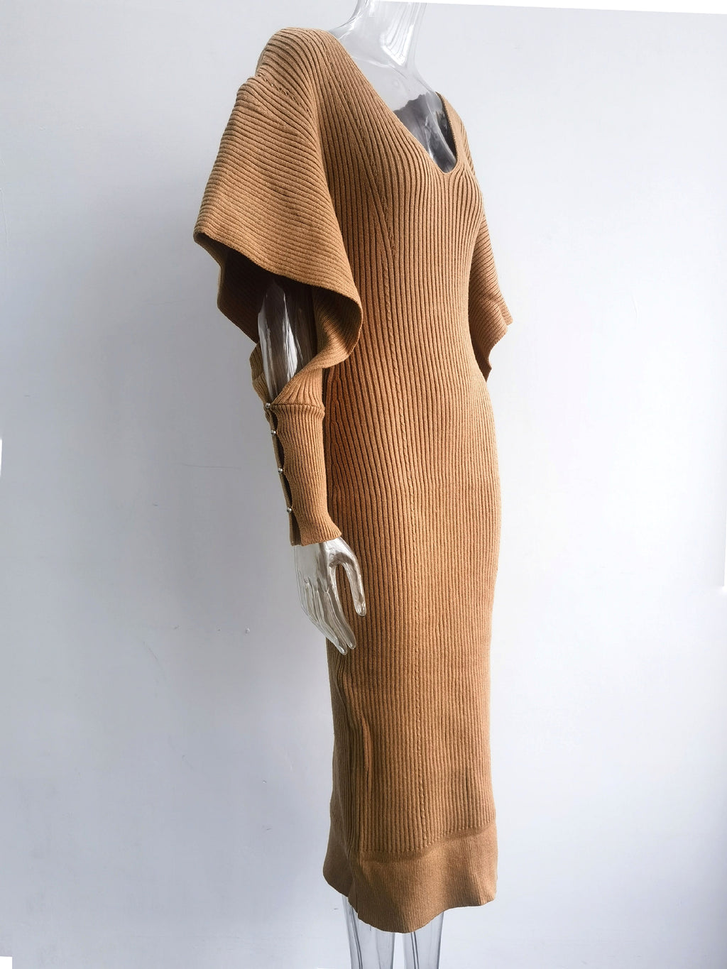Autumn And Winter Urban Wind Casual Dolman Sleeve Wool Dress - enhanced image 5
