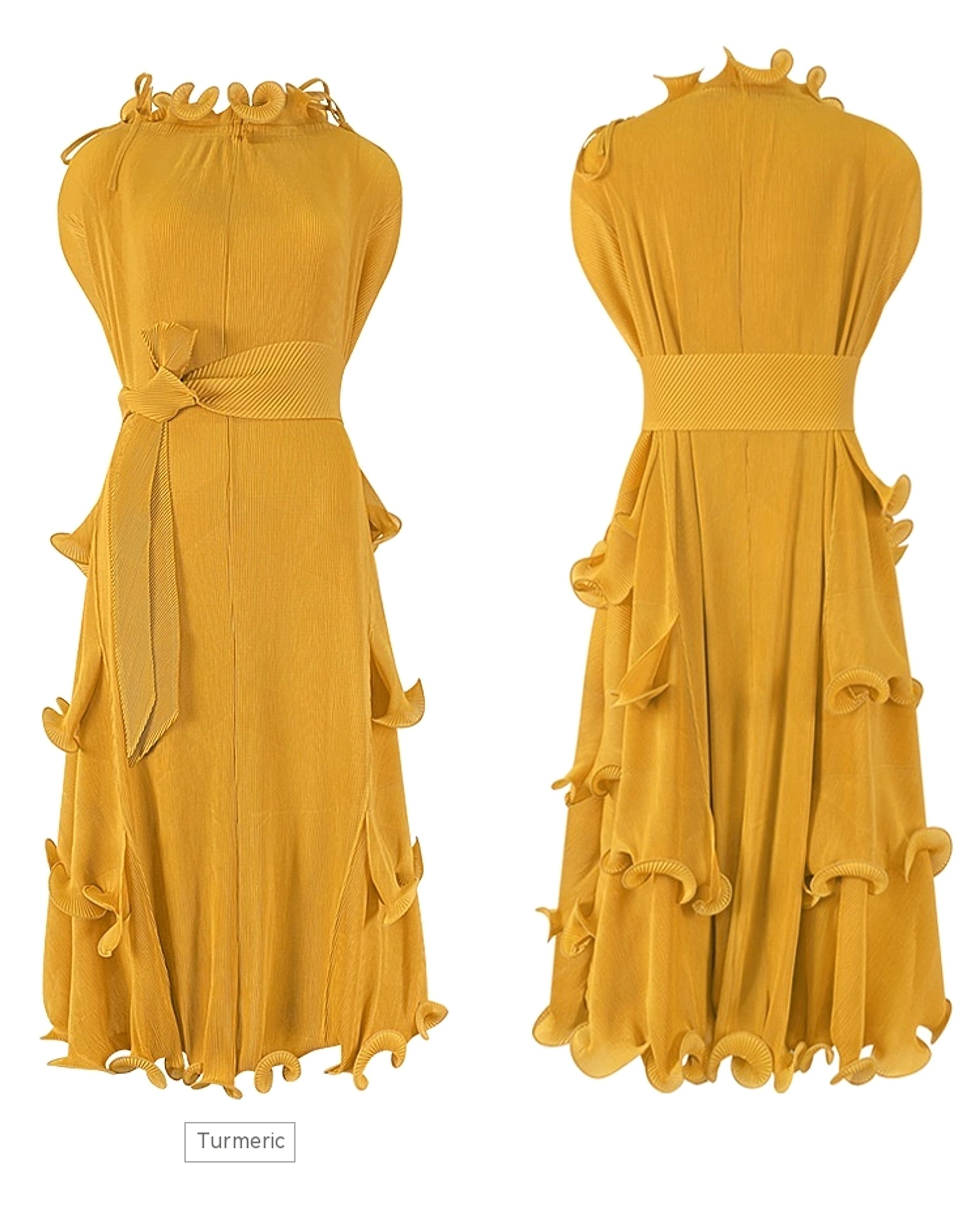 A1. Autumn Short Sleeve Pleated Design Affordable Luxury Fashion Female Dress - enhanced image 5