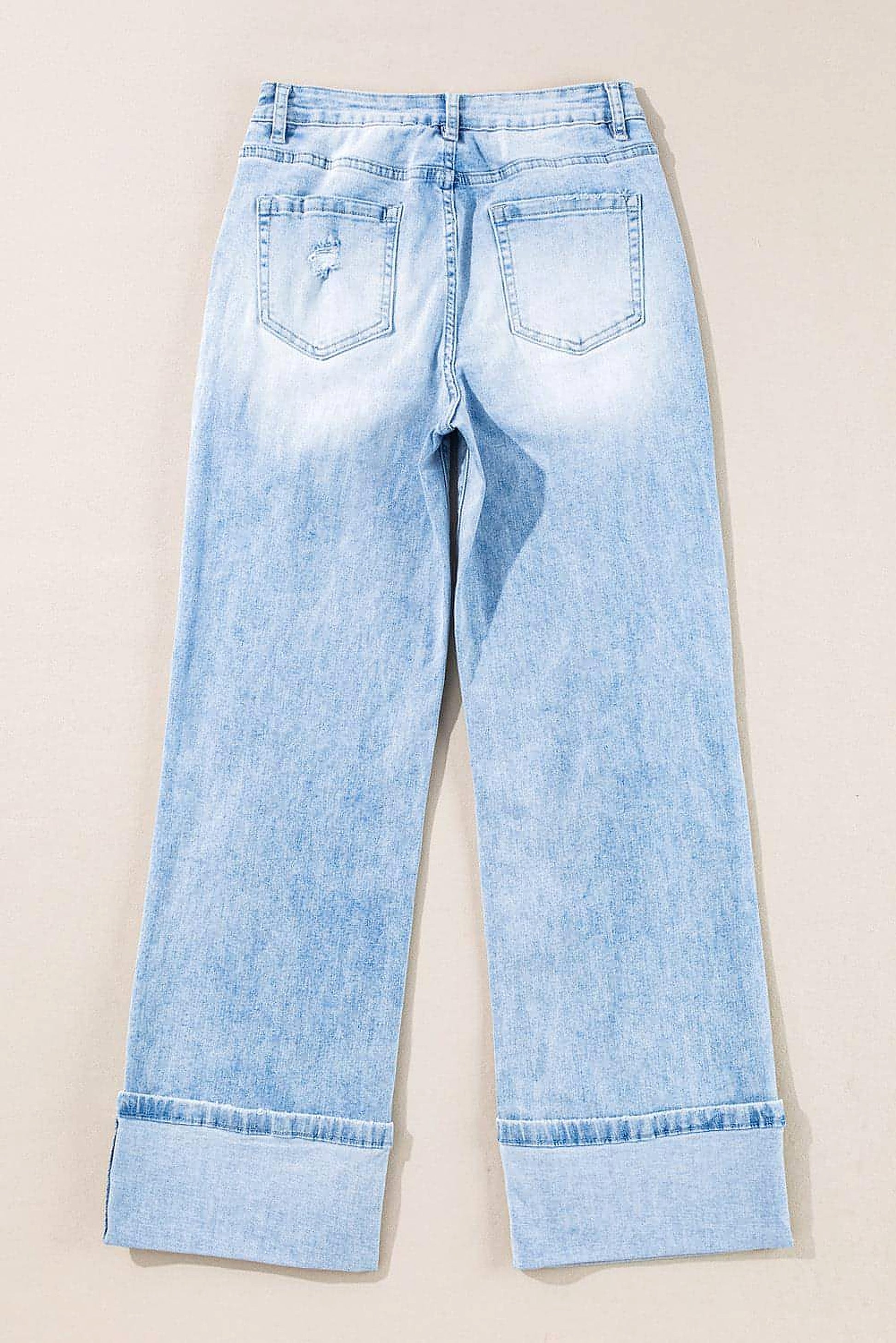 Beau Blue Light Wash Distressed Flare Jeans - enhanced image 5