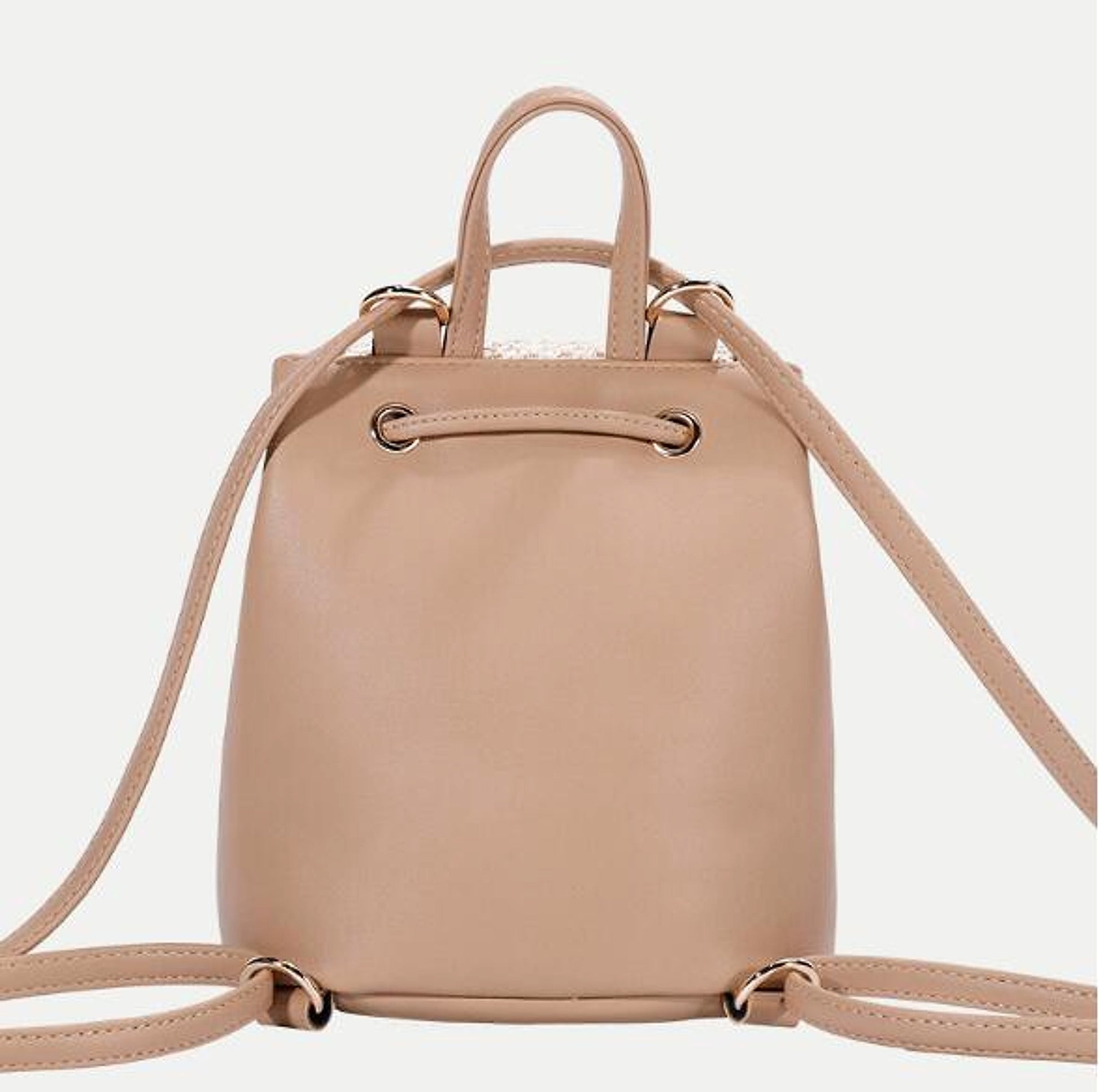 Bellique™ – Woven PU Leather Backpack with Fur Accent - enhanced image 5