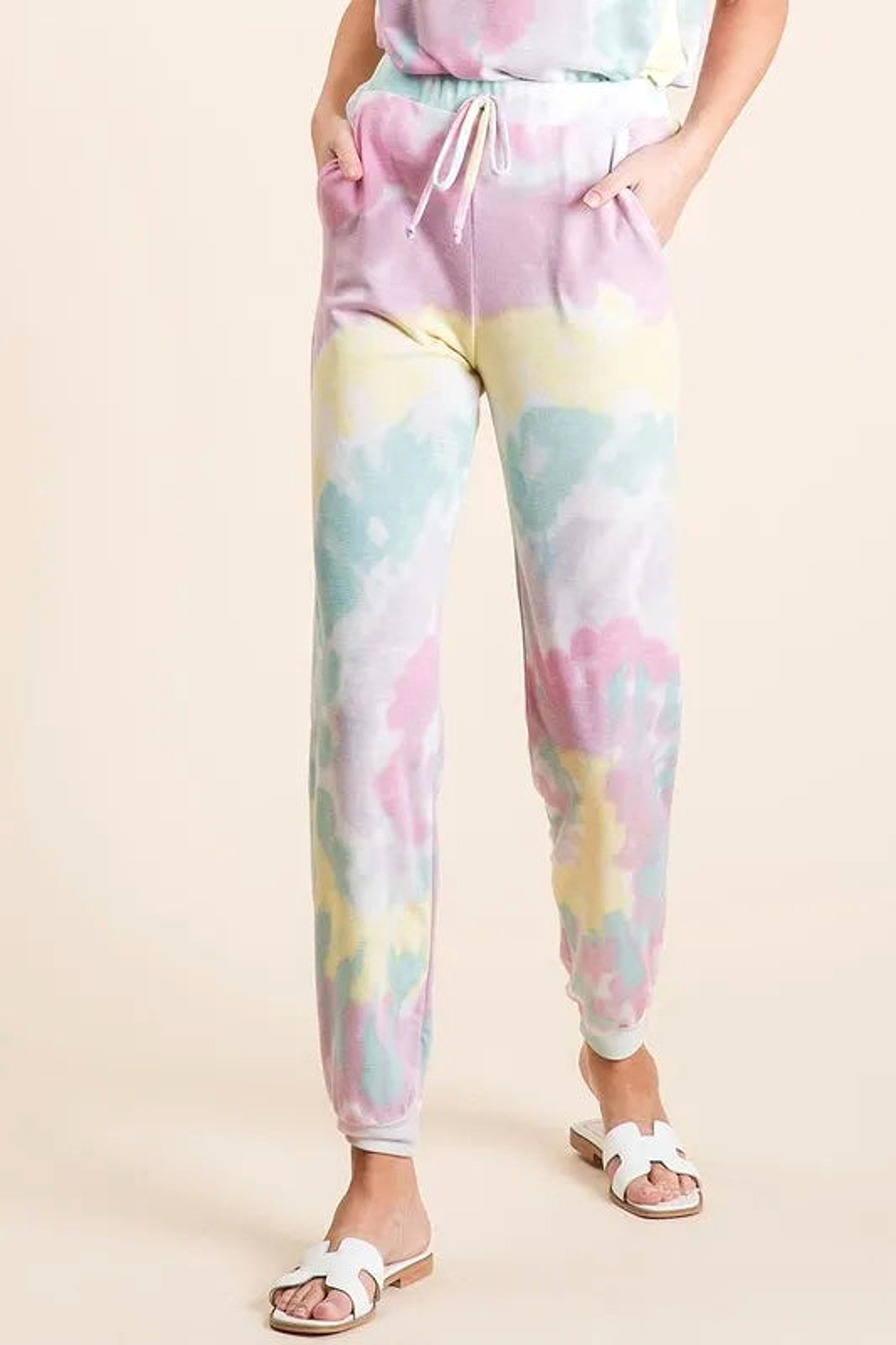 BiBi Tie Dye French Terry Casual Pants - enhanced image 5