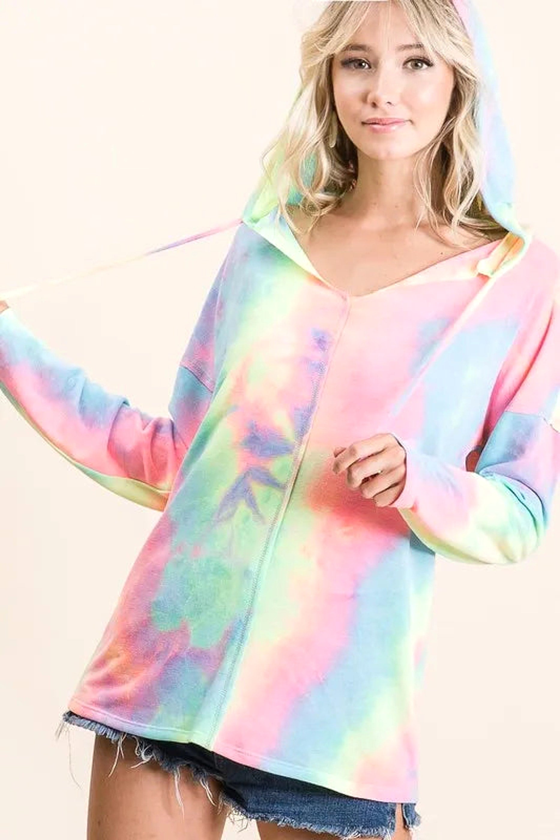 BiBi Tie Dye Terry Long Sleeve Hoodie - enhanced image 5