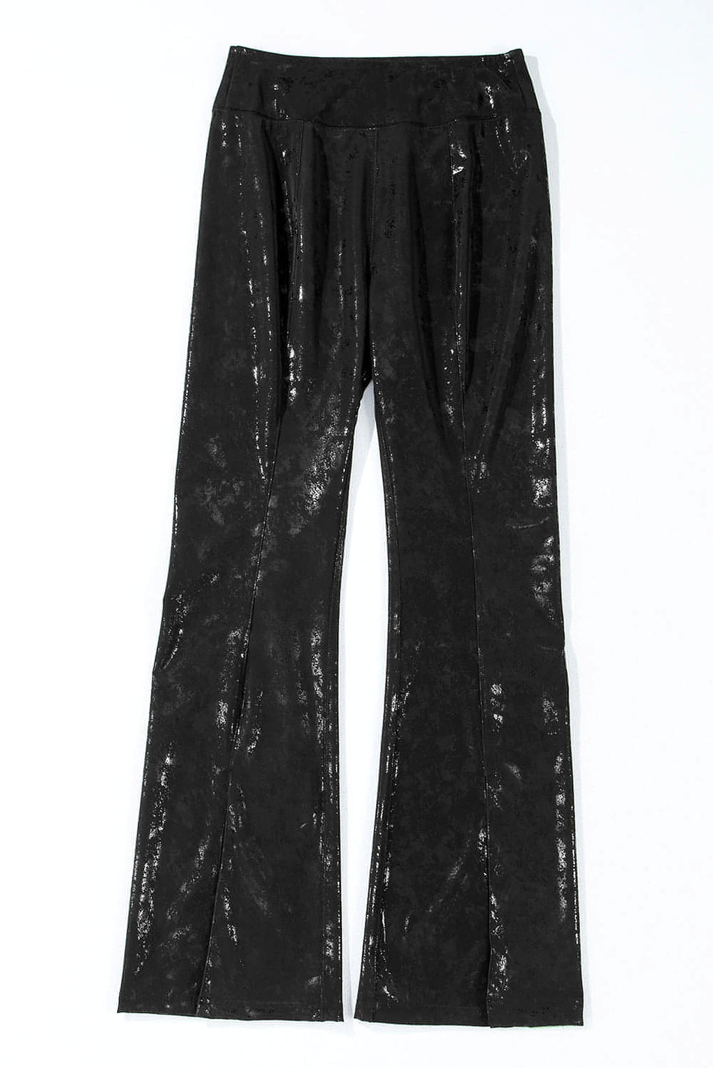 Black Faux Leather Splits High Waist Leggings - enhanced image 5