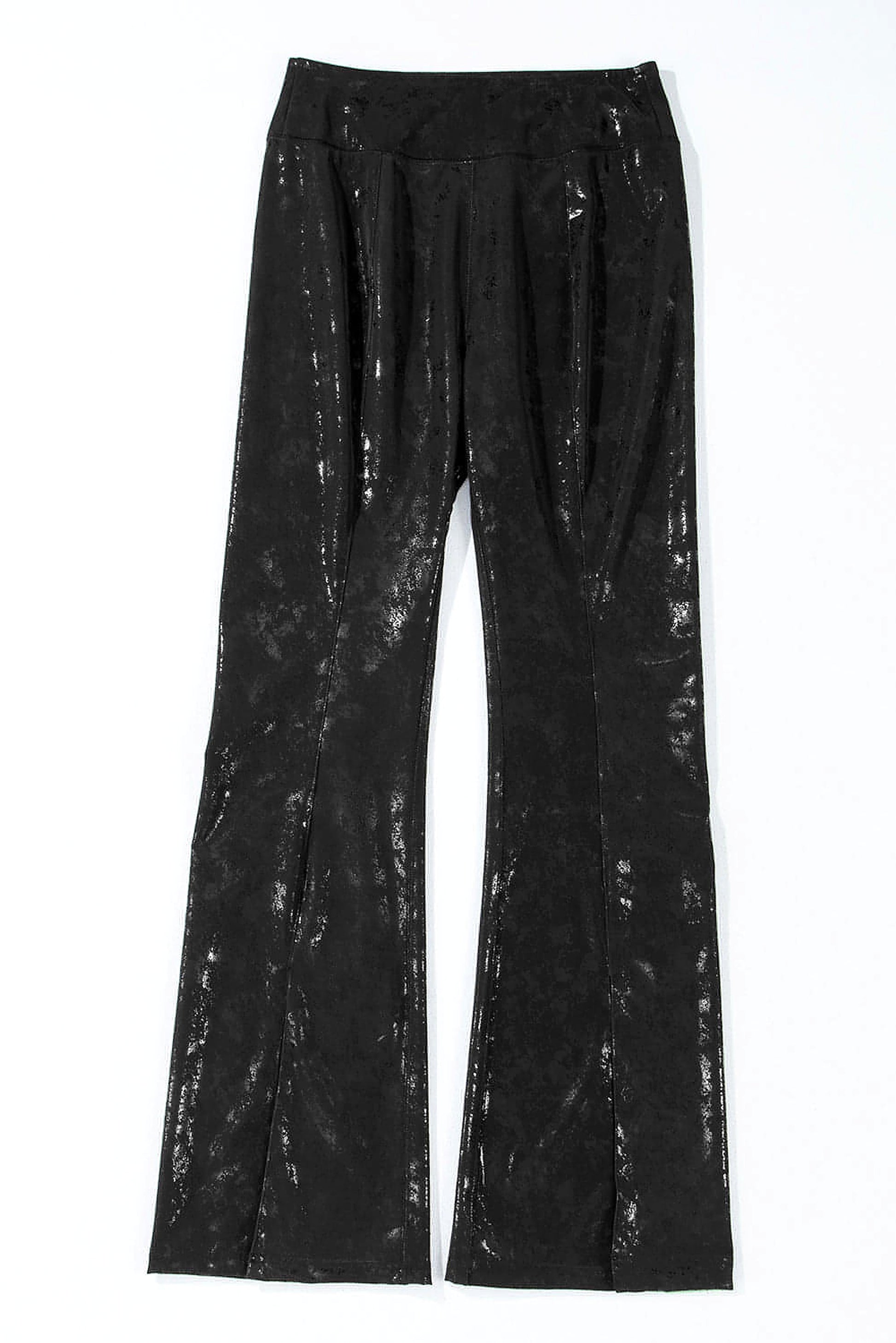Black Faux Leather Splits High Waist Leggings - enhanced image 5