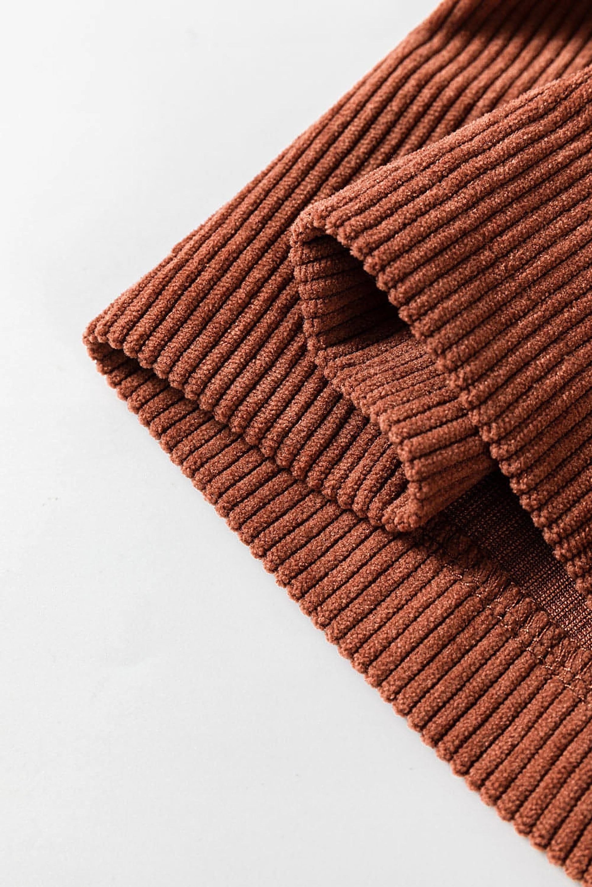 Brown High Waist Square Pockets Corduroy Pants - enhanced image 5