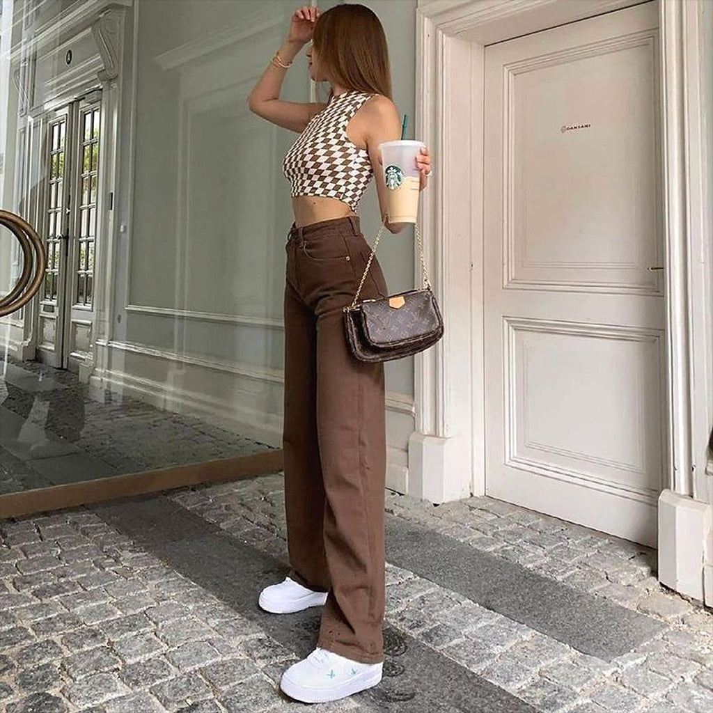 Brown Jeans Retro American Solid Color Looks Thin - enhanced image 5