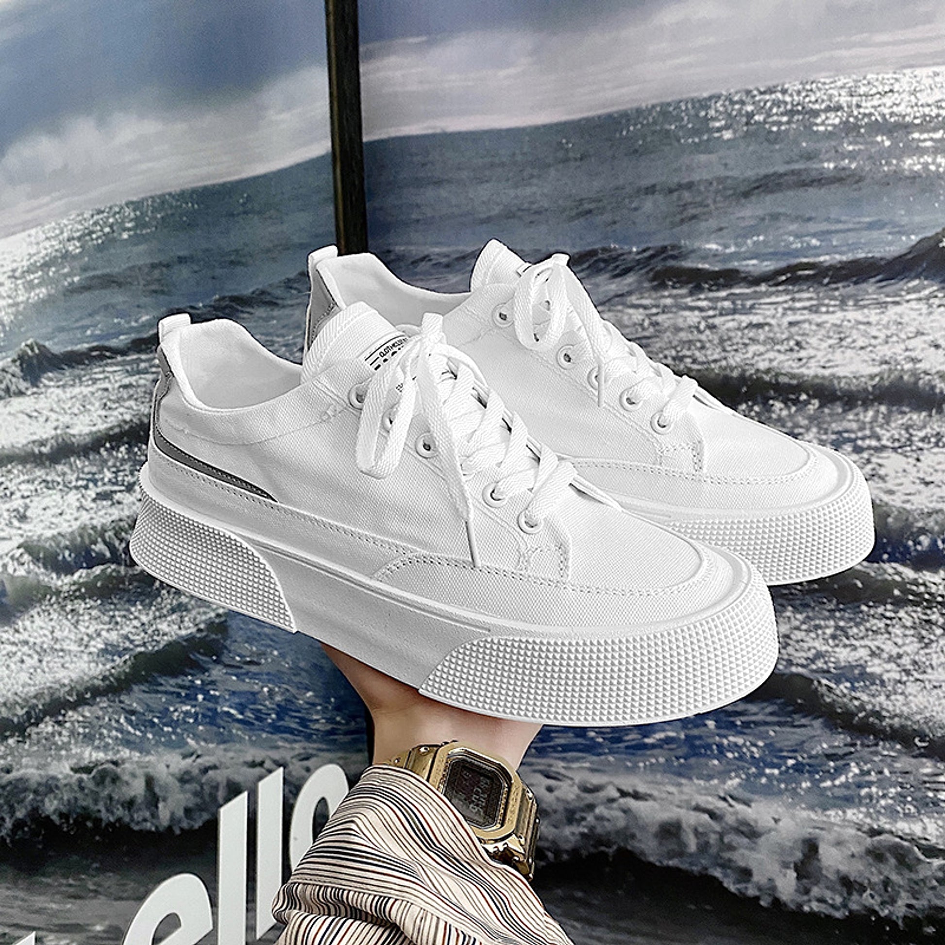 Canvas Breathable Low Top Platform Men's Casual Sneakers - enhanced image 5