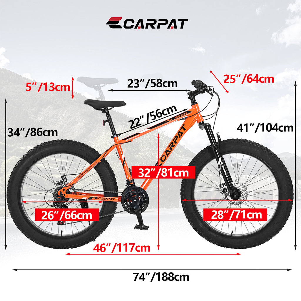 Carpat™ Ruff-Ryde – 26" Fat Tire MTB (Orange, 21-Speed, Full Suspension) - enhanced image 5