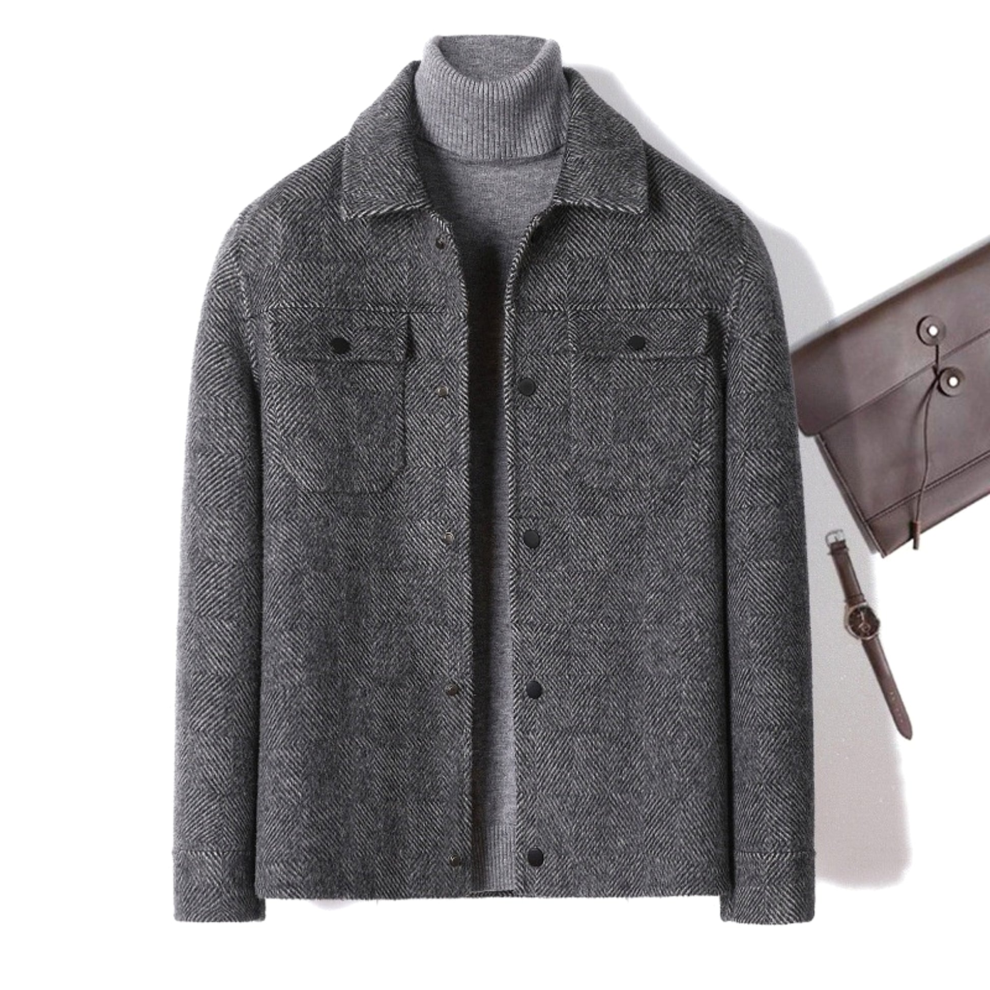 Cashmere Short Wool Jacket Men - enhanced image 5
