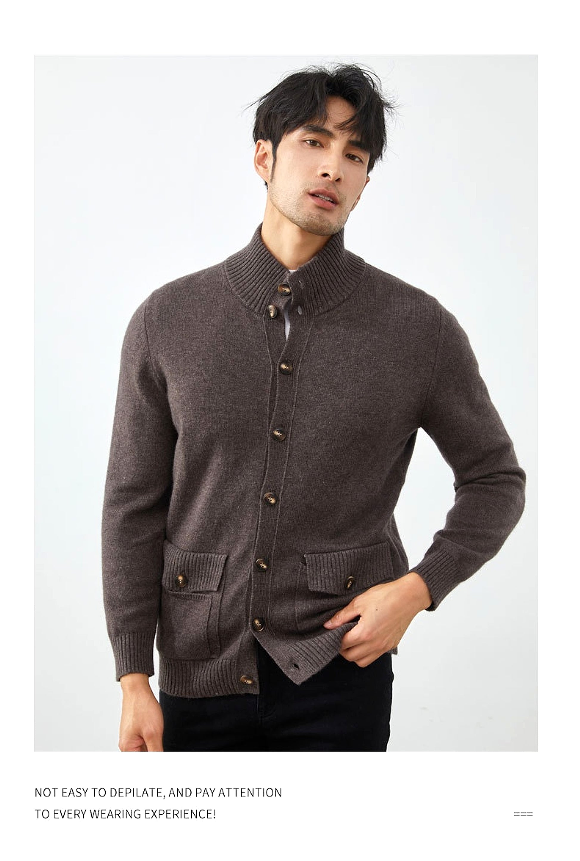 Luxe Knit Cashmere Cardigan for Men - enhanced image 5