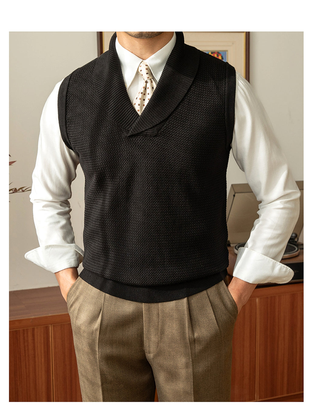 Casual Retro Warm Sweater Vest - enhanced image 5