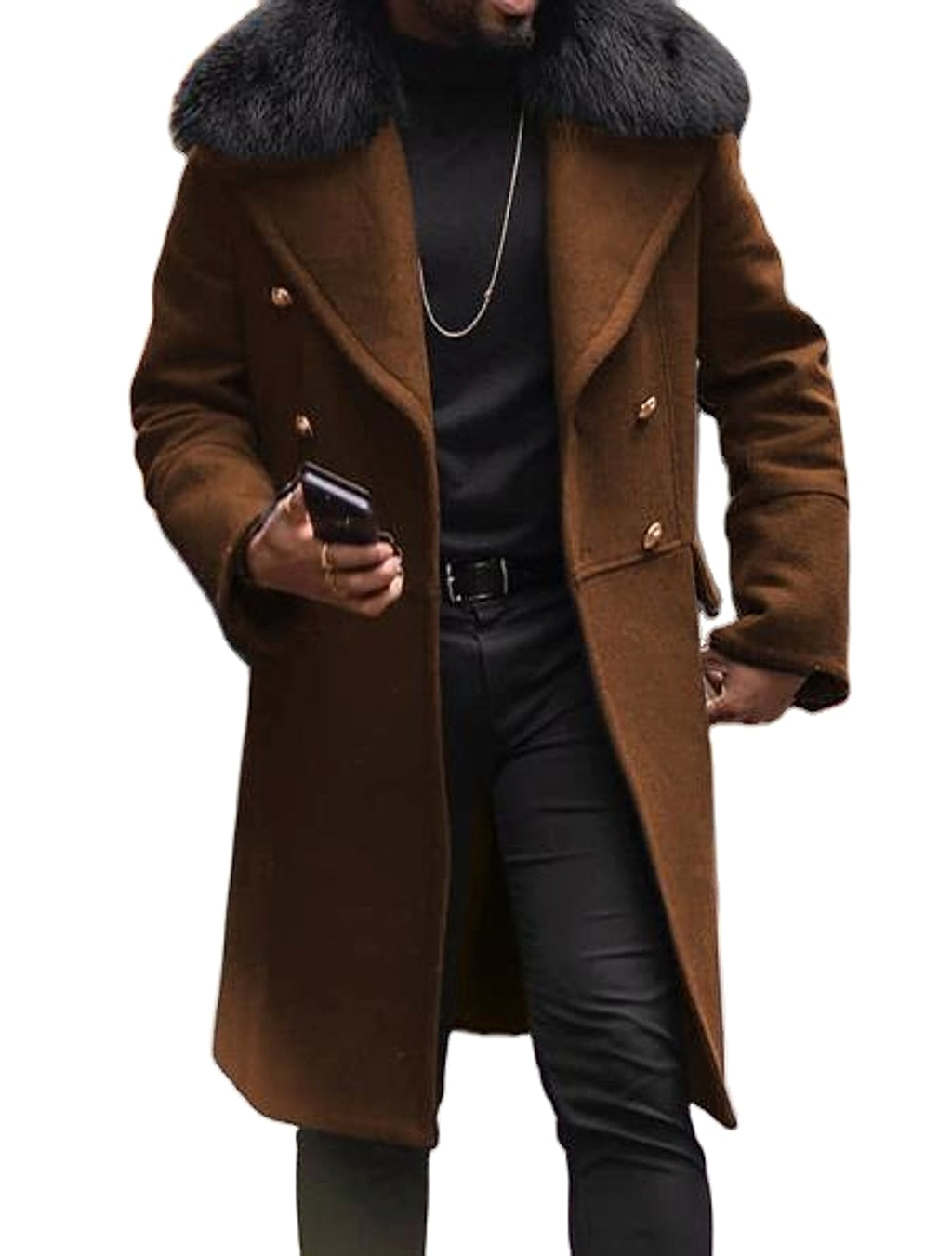 Casual Woolen Men's Trench Coat Men - enhanced image 5