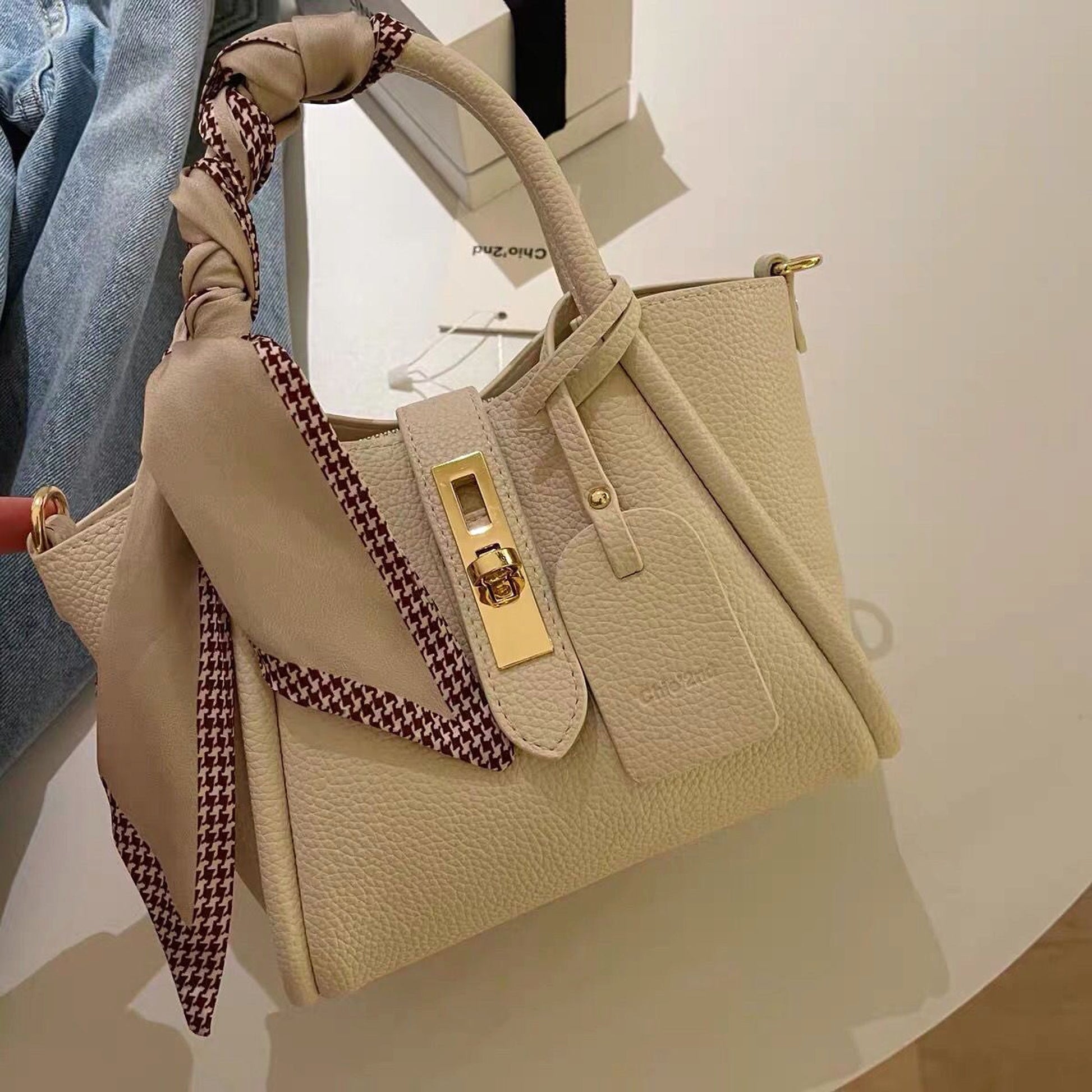 CityEdit™ – Litchi Luxe Tote with Scarf Handle - enhanced image 5