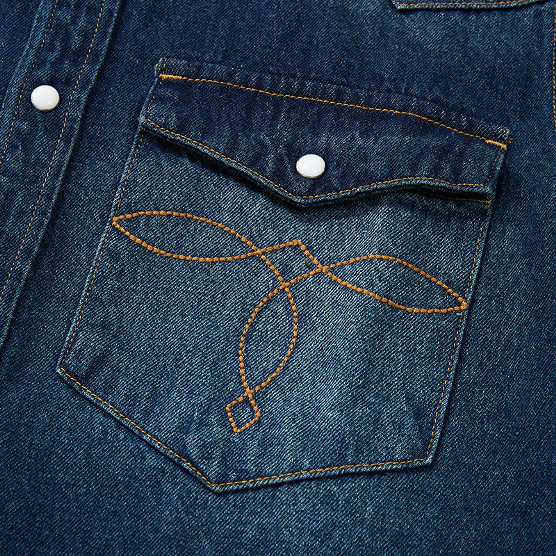 Classic Bag Flower Wash Denim Shirt - enhanced image 5