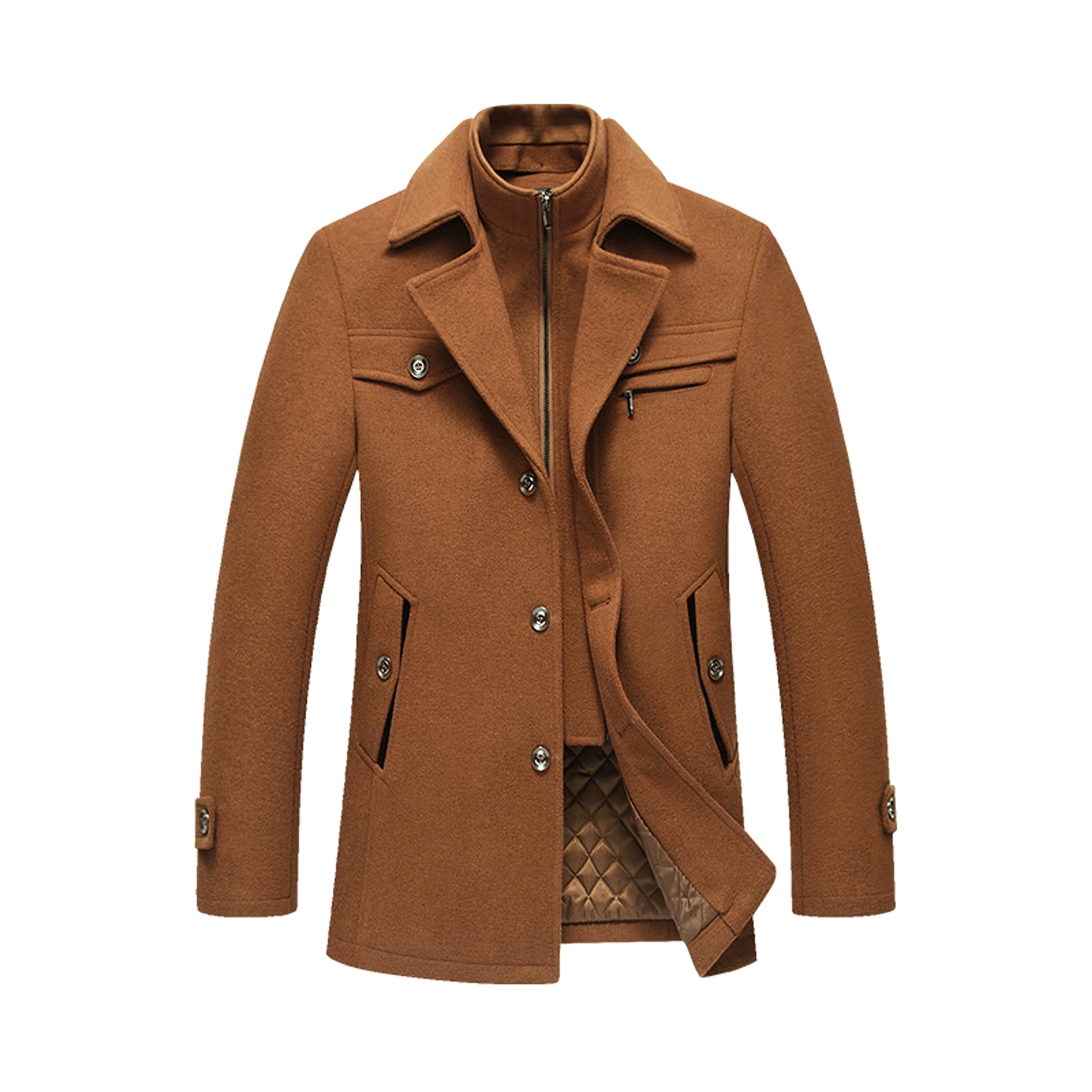 Collar Casual Wool Blends Trench Coats - enhanced image 5