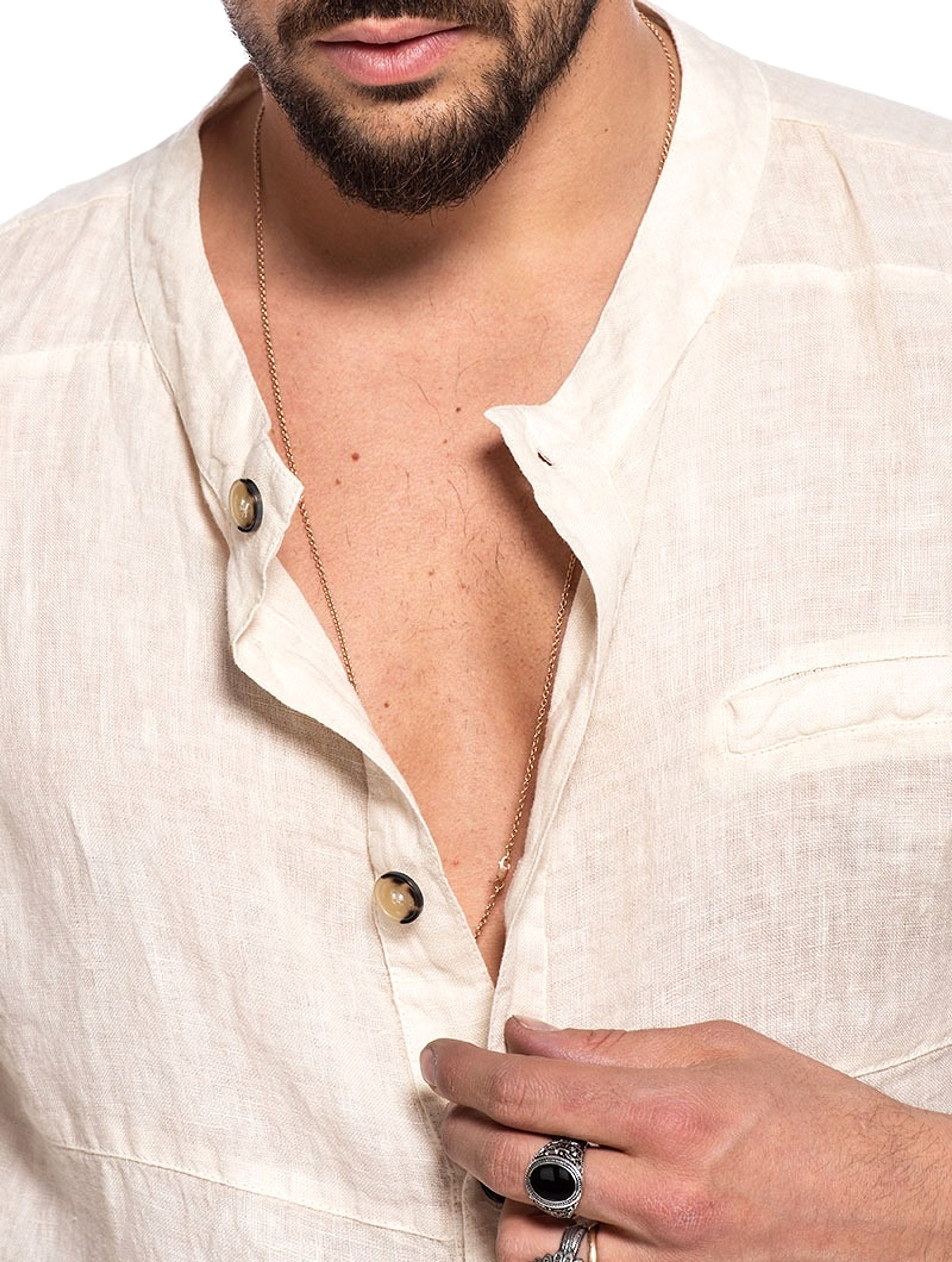 Cotton Linen Men's Long Sleeve DressShirt - enhanced image 5