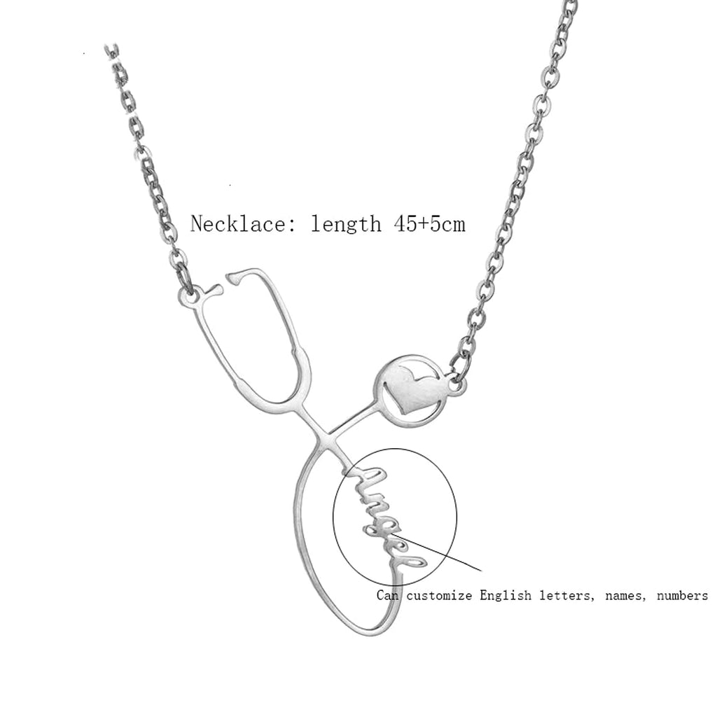 Custom Creative Stainless Steel Love Stethoscope Clavicle Chain Tide - enhanced image 5