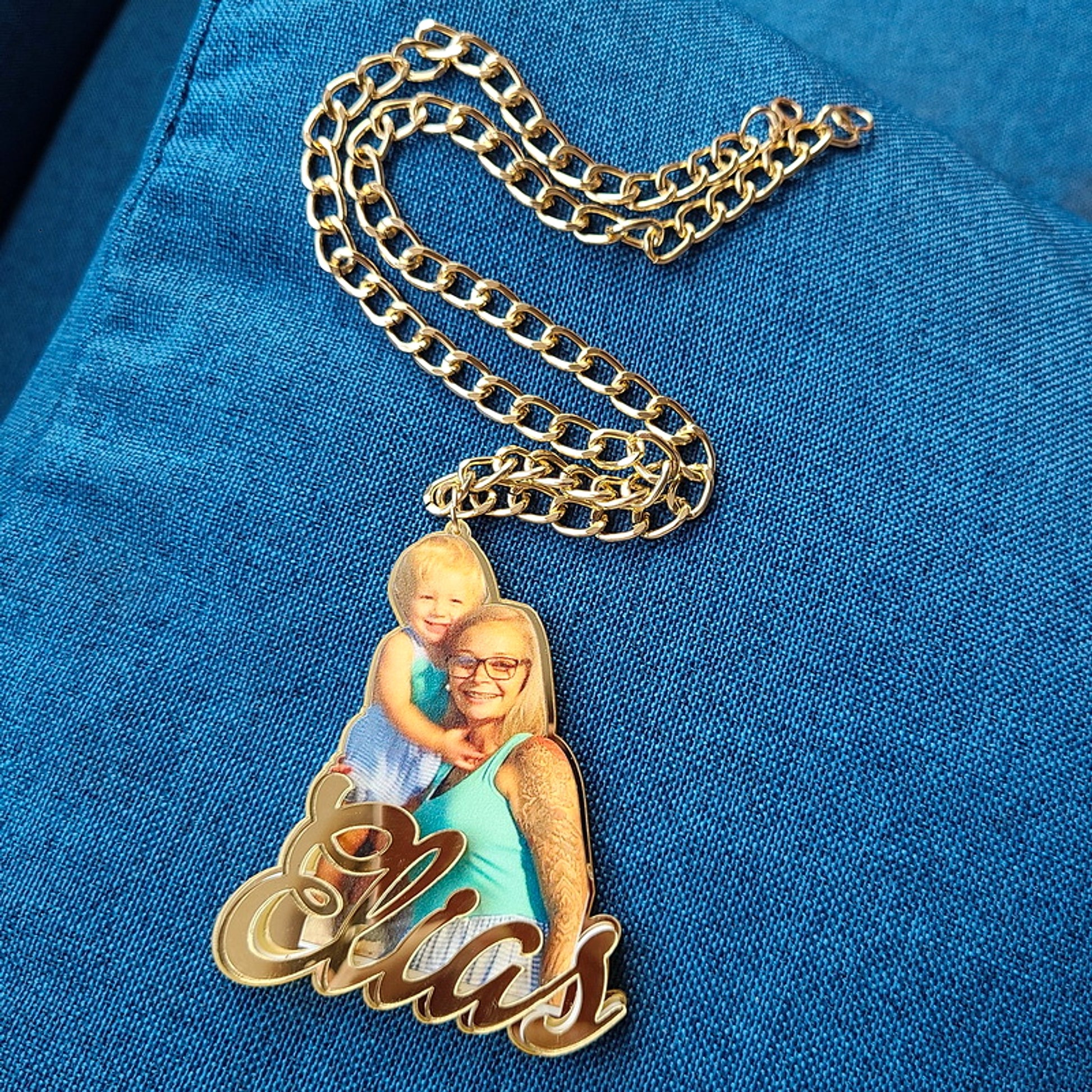 Custom Name Children's Painting Photo Necklace Artwork - enhanced image 5